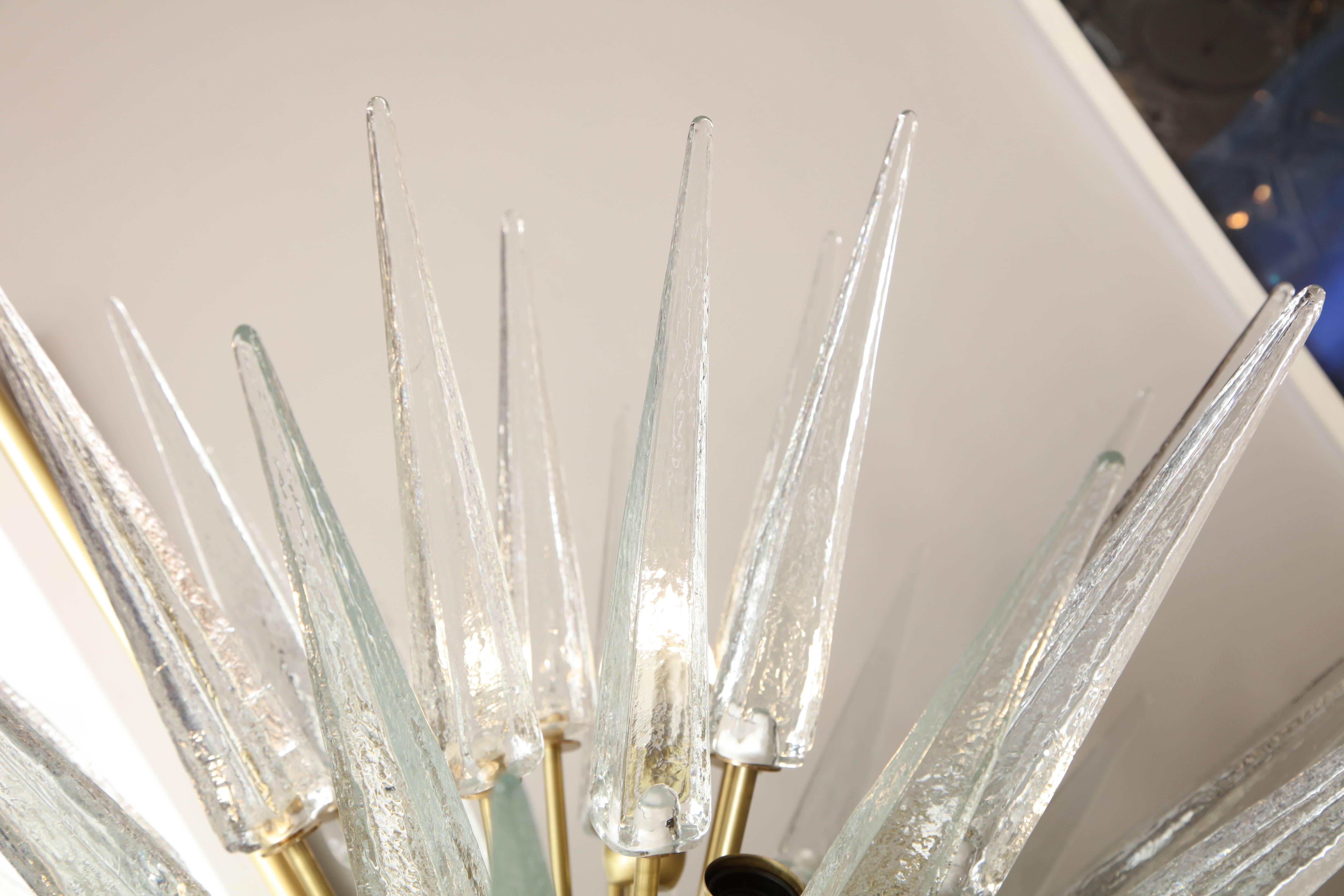 Superbe lustre Spoutnik en verre de Murano à pointes fait sur mesure en vente 1