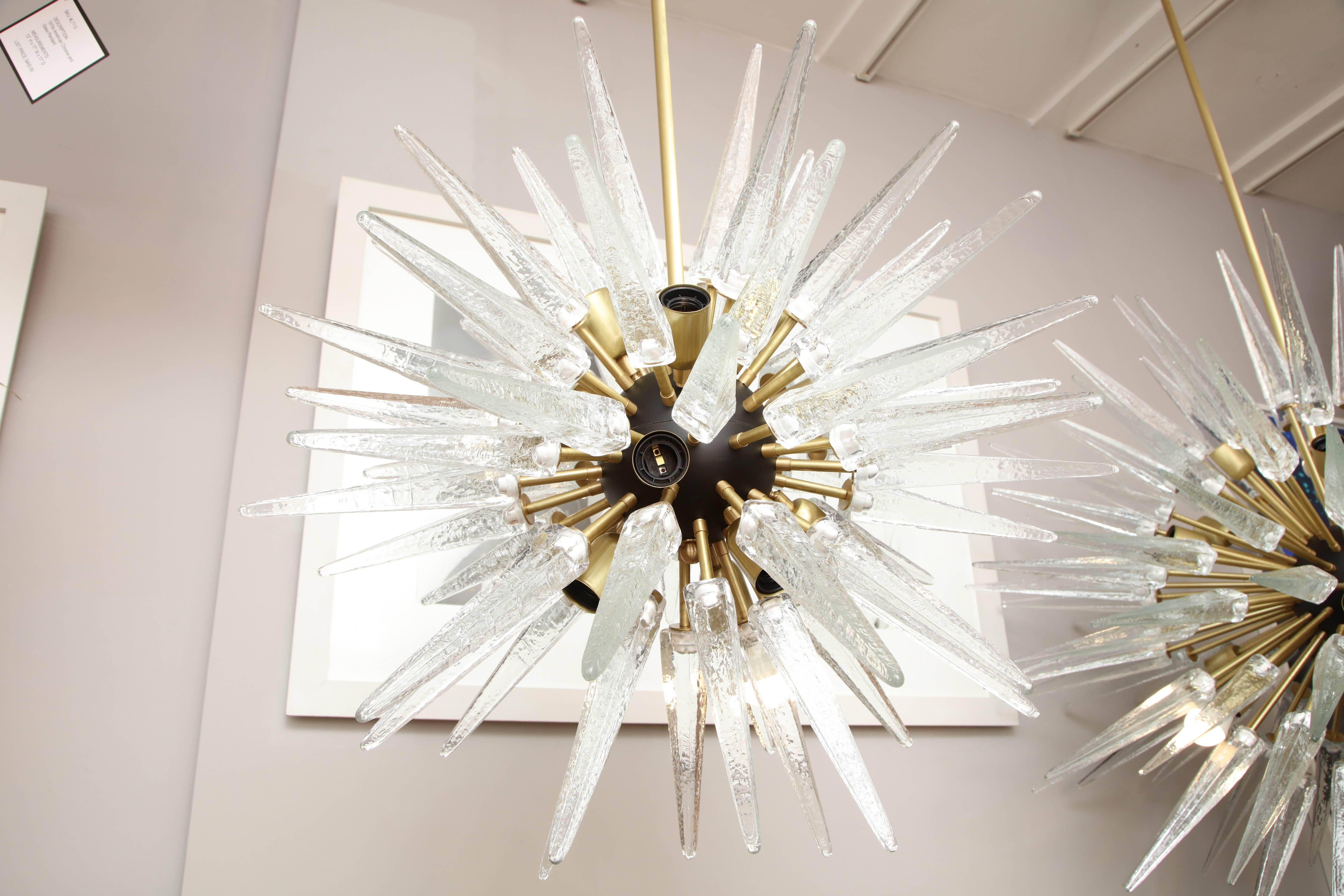 Italian Stunning Murano Glass Spike Sputnik Chandelier For Sale