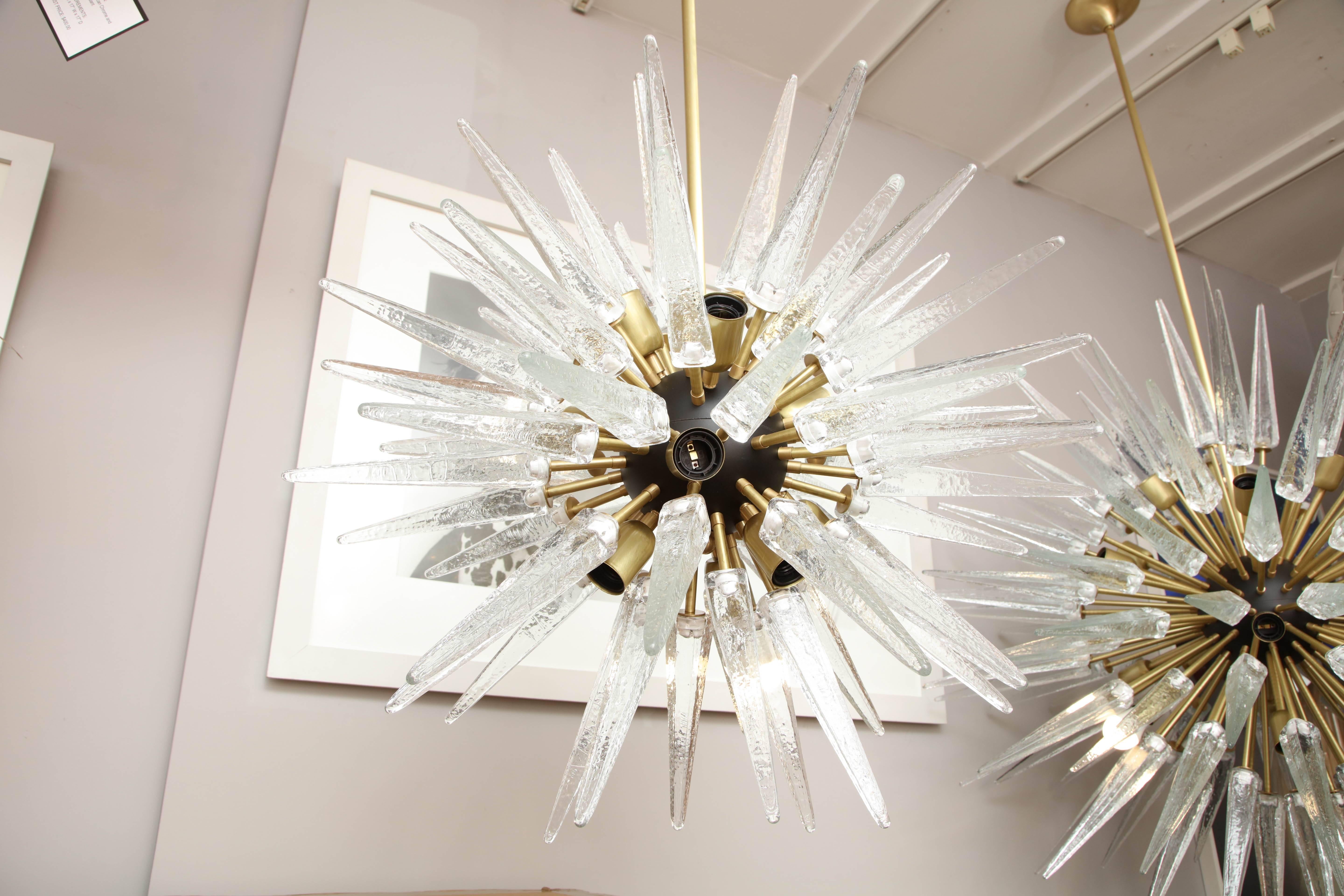 Contemporary Stunning Murano Glass Spike Sputnik Chandelier For Sale