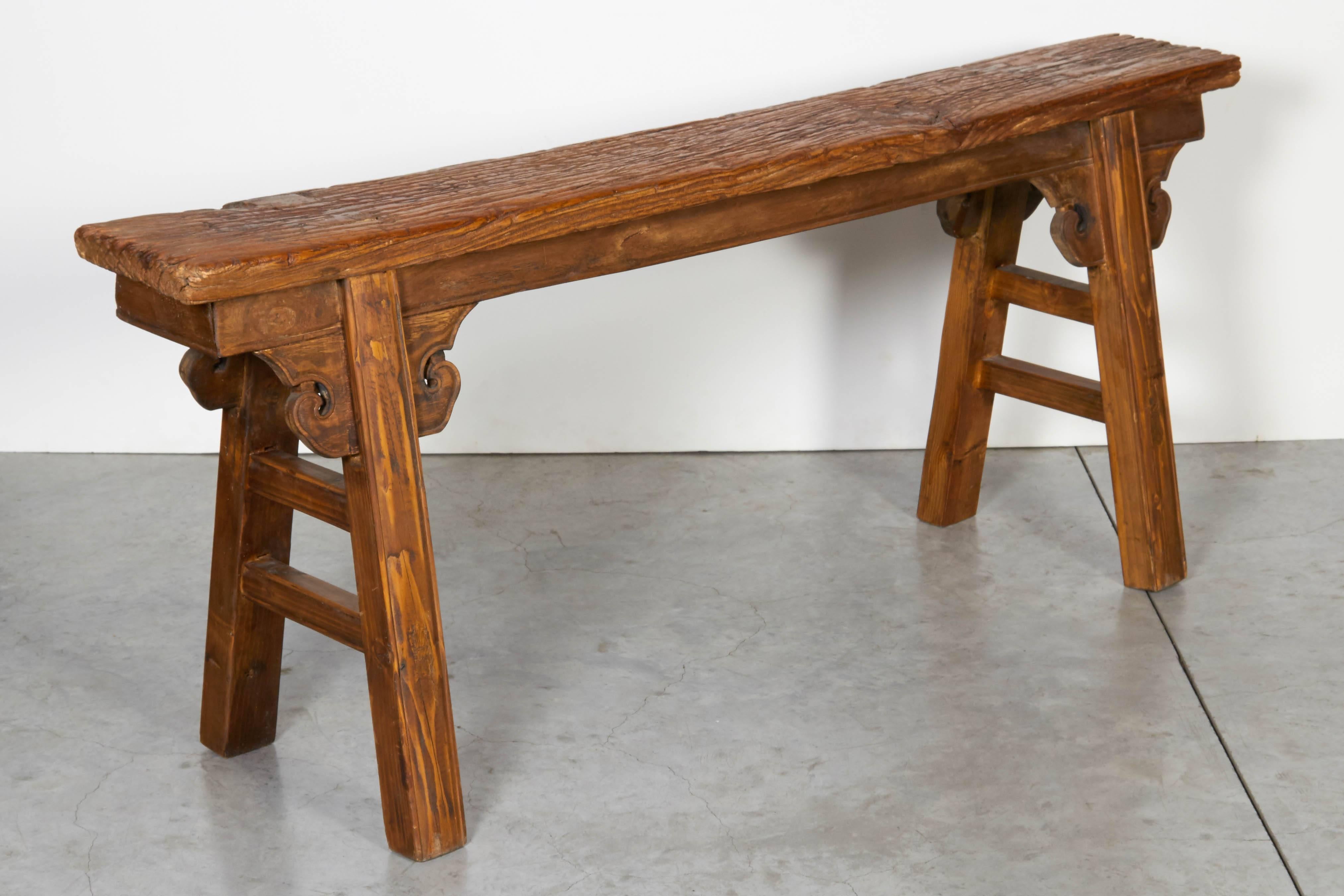 Elm Classic Two Person Chinese Bench, circa 1900