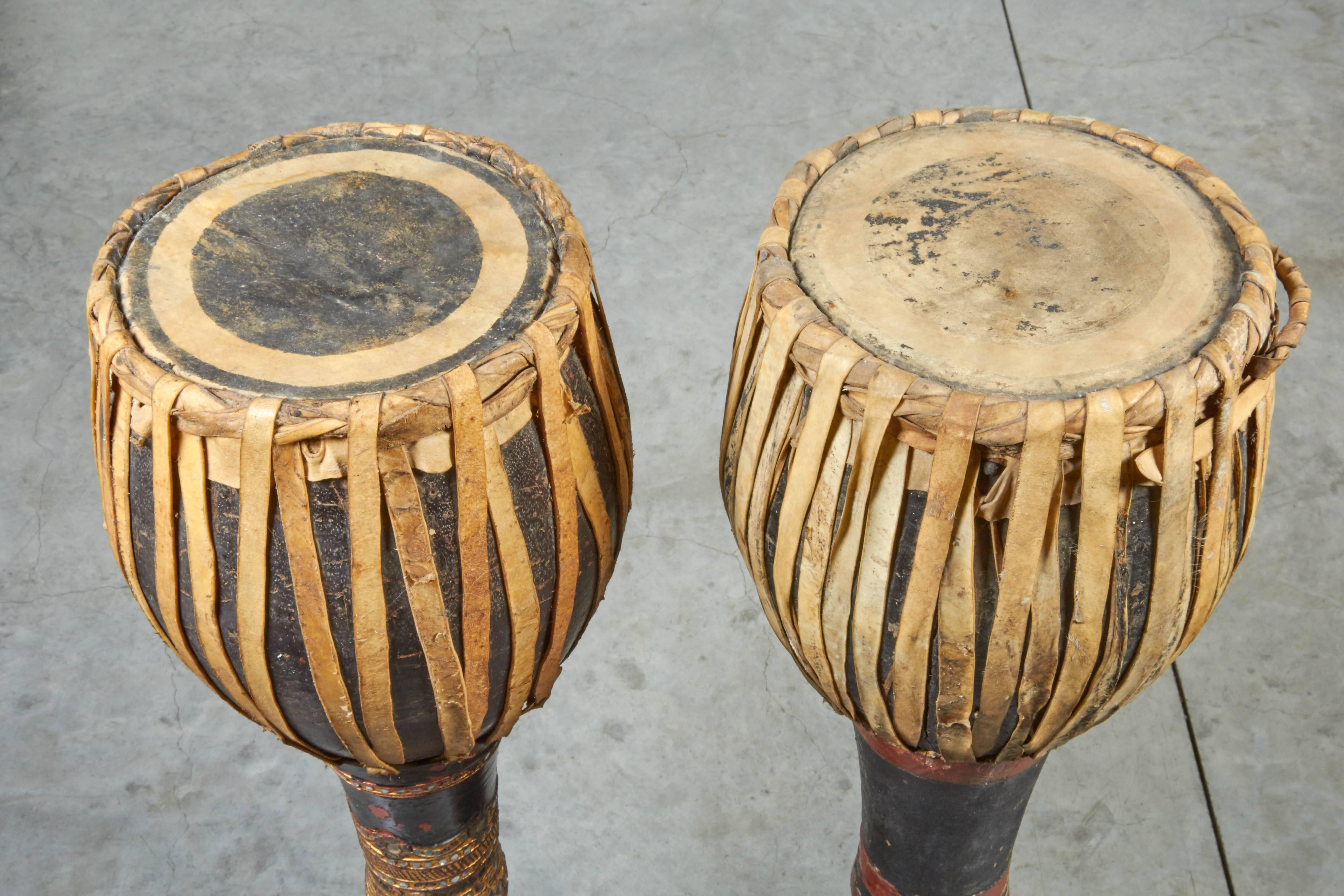 Vintage Ceremonial Hill Tribe Drums from Thailand 2