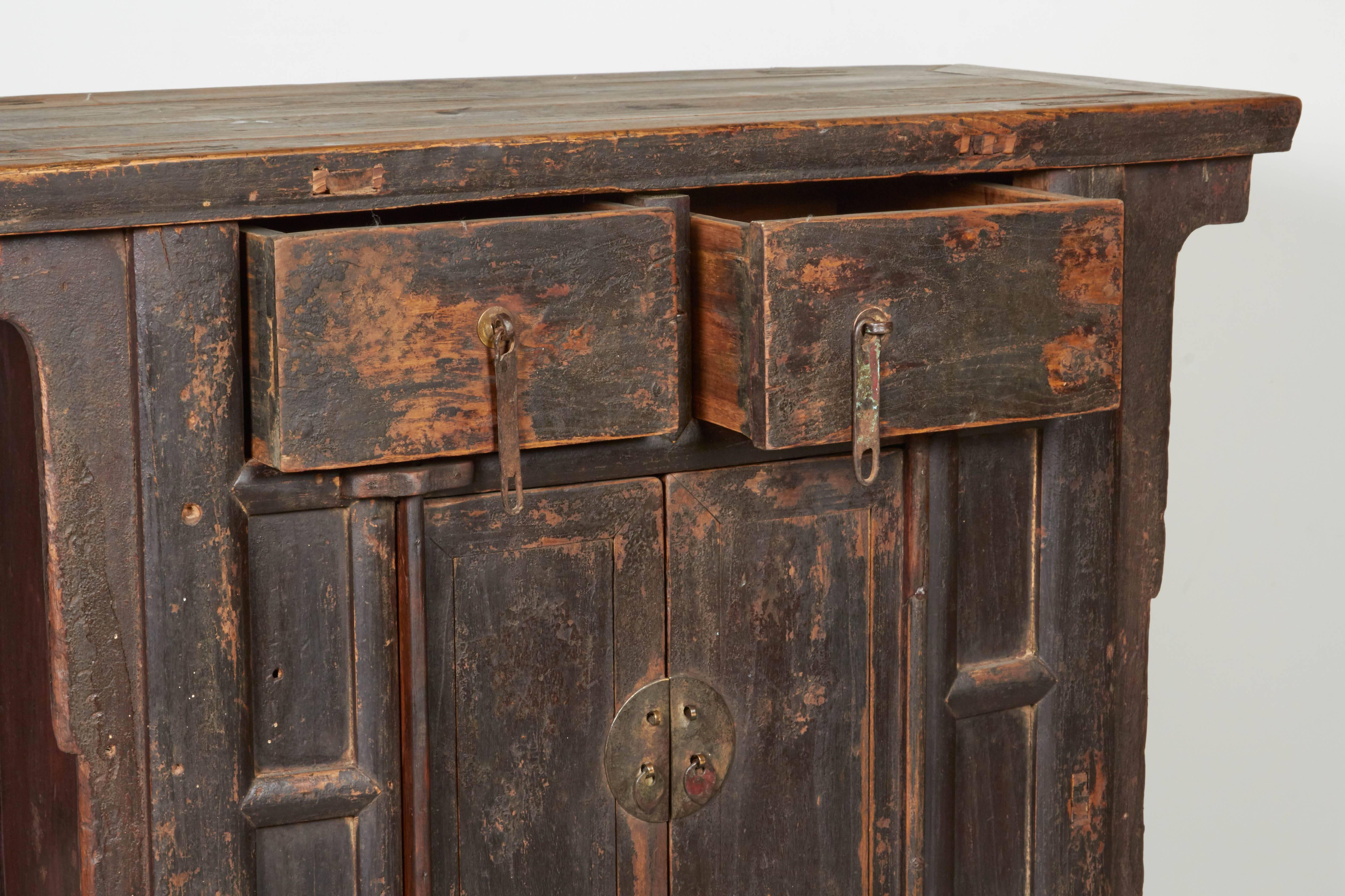 19th Century Two-Drawer Chinese Cabinet, Great Patina 4