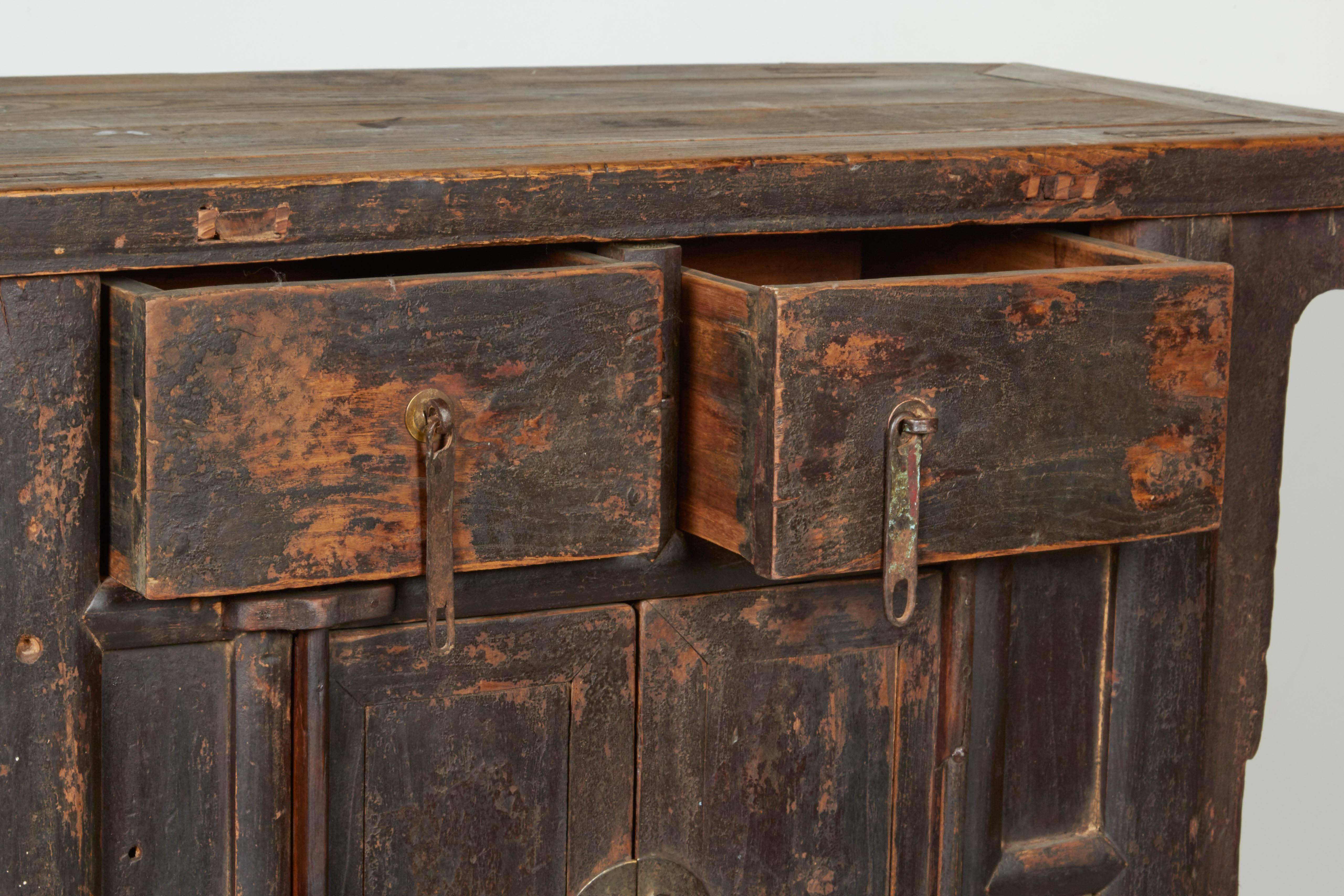 19th Century Two-Drawer Chinese Cabinet, Great Patina 5