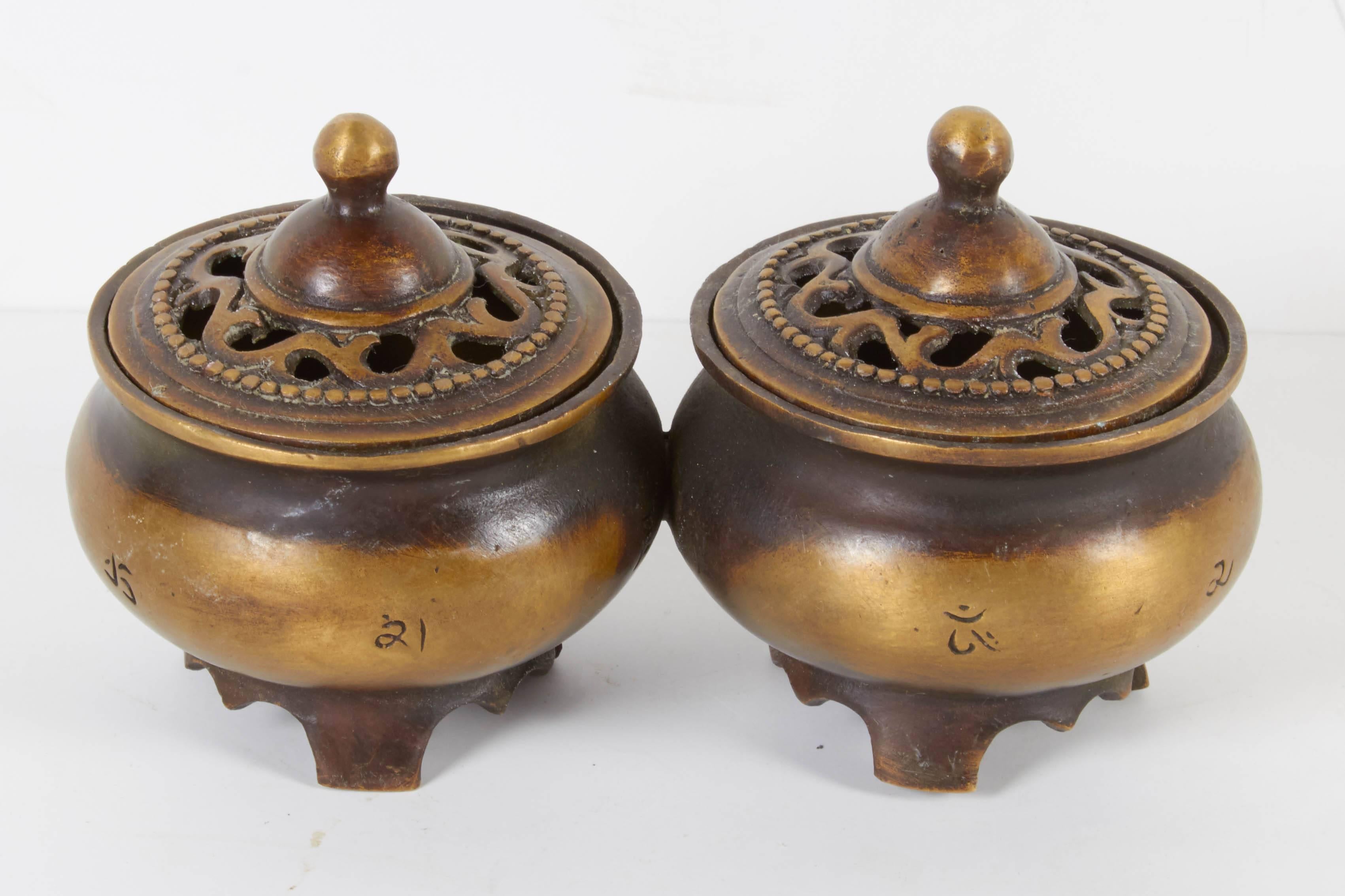 Chinese Pair of Vintage Tibetan Incense Burners