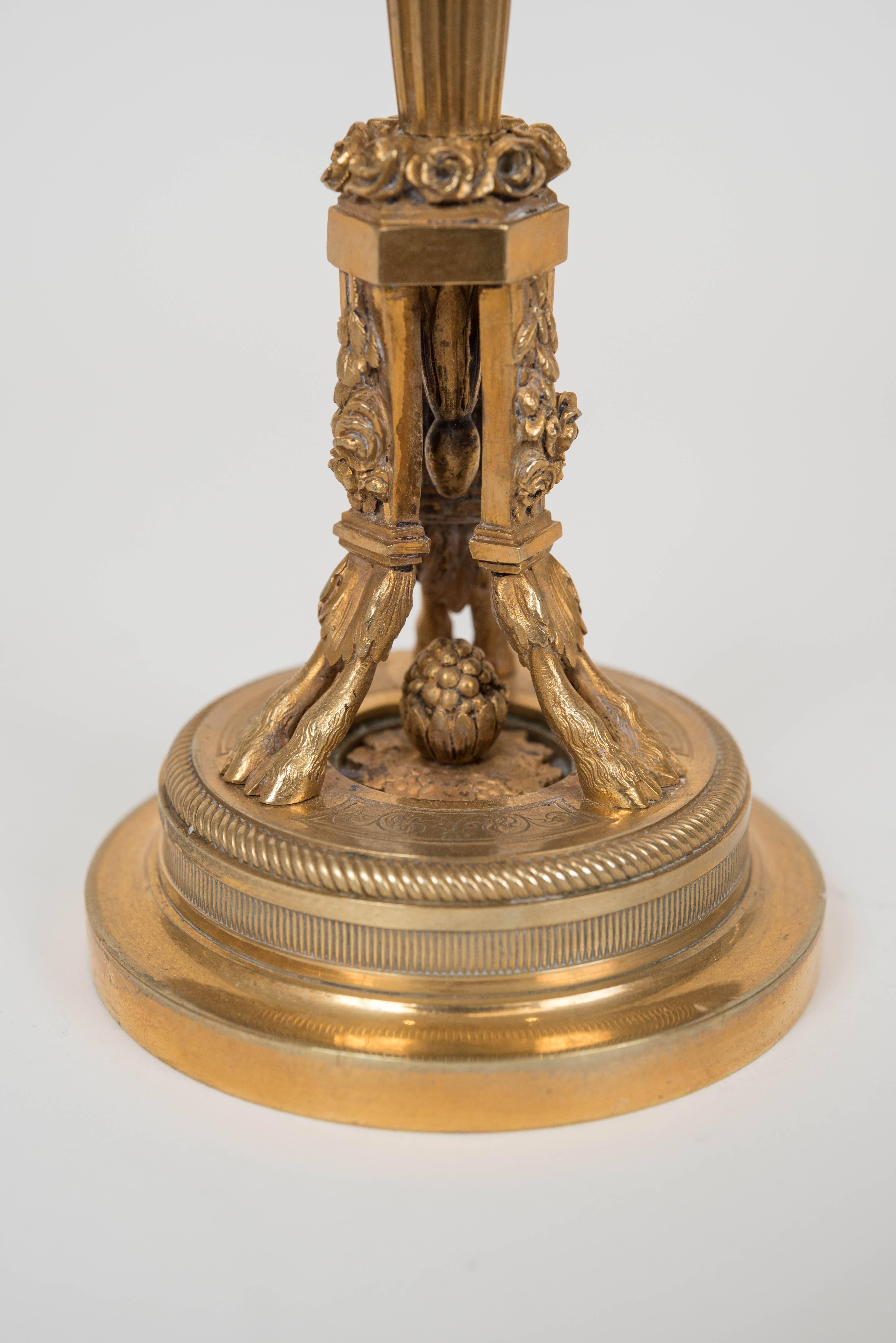 Mid-20th Century Pair of 20th Century Neoclassical Style Gilt Bronze Candlesticks