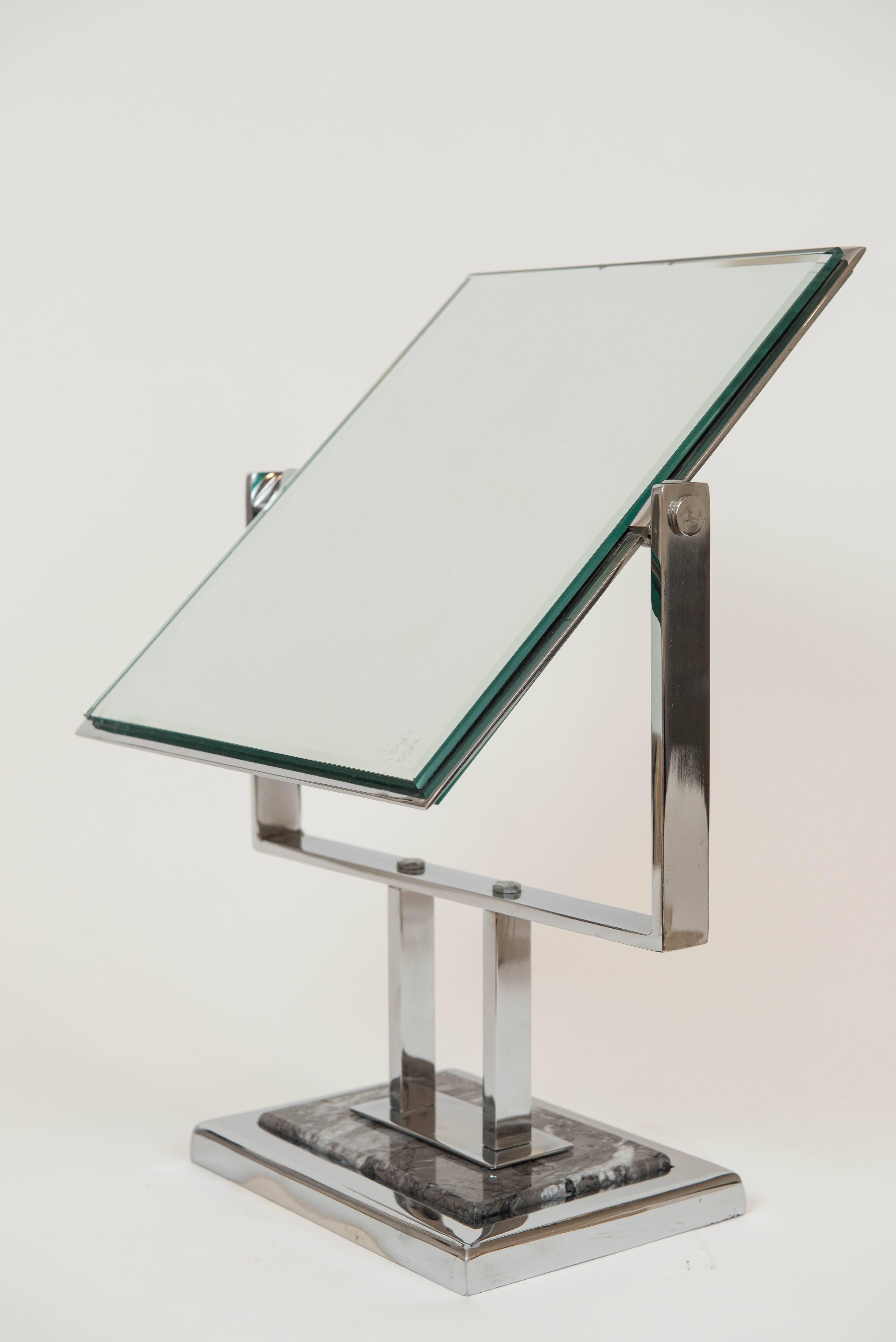 American Vintage Steel and Marble Table Vanity Mirror