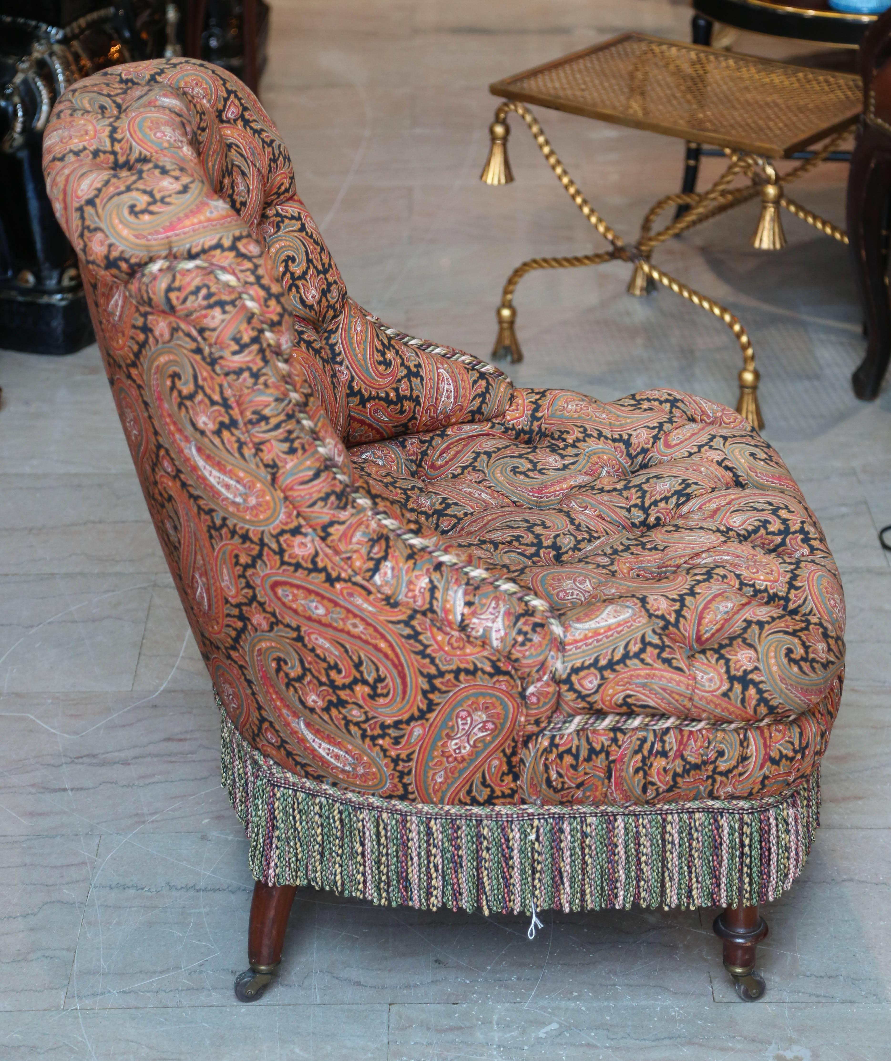 English Pretty Paisley Slipper Chair