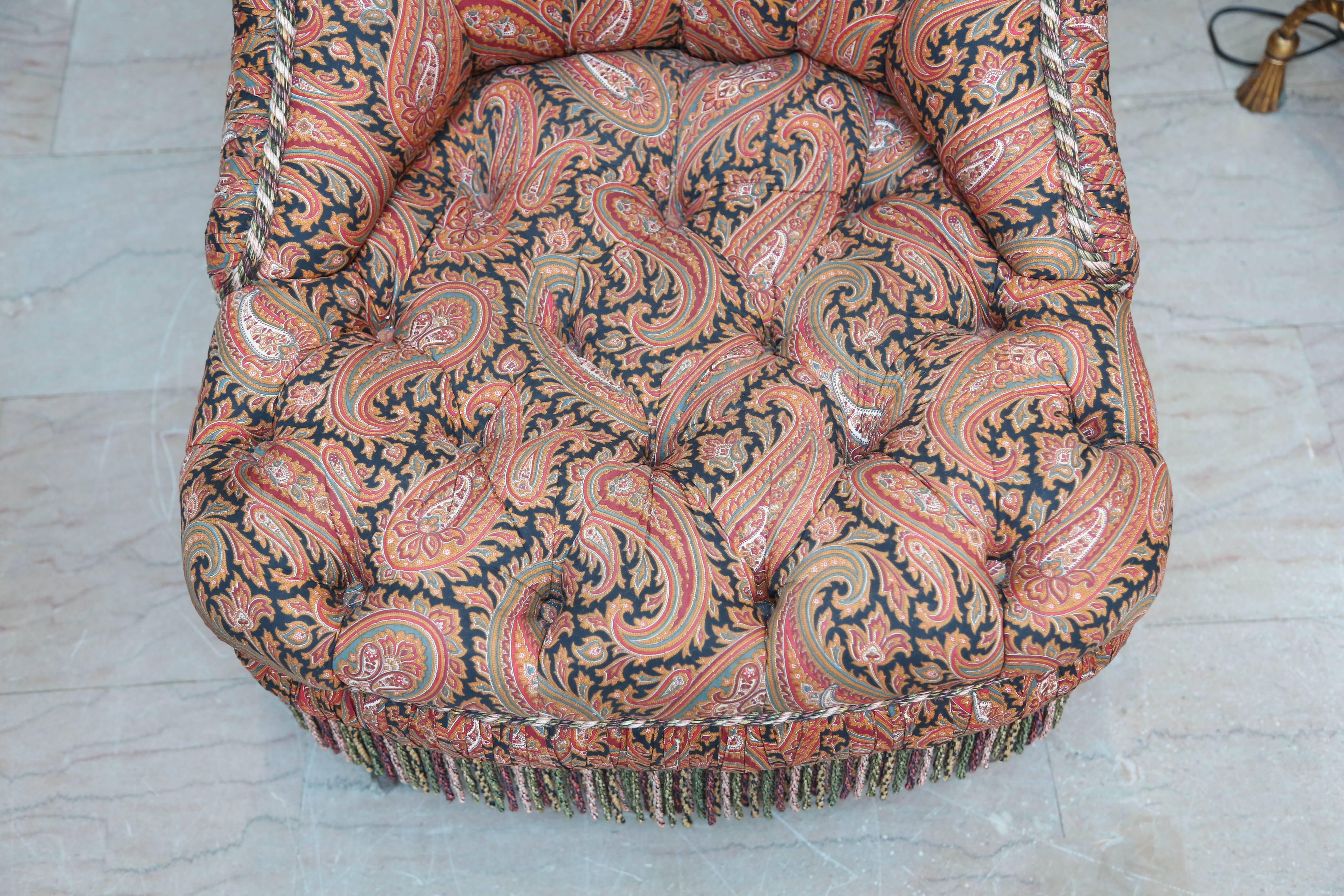 19th Century Pretty Paisley Slipper Chair
