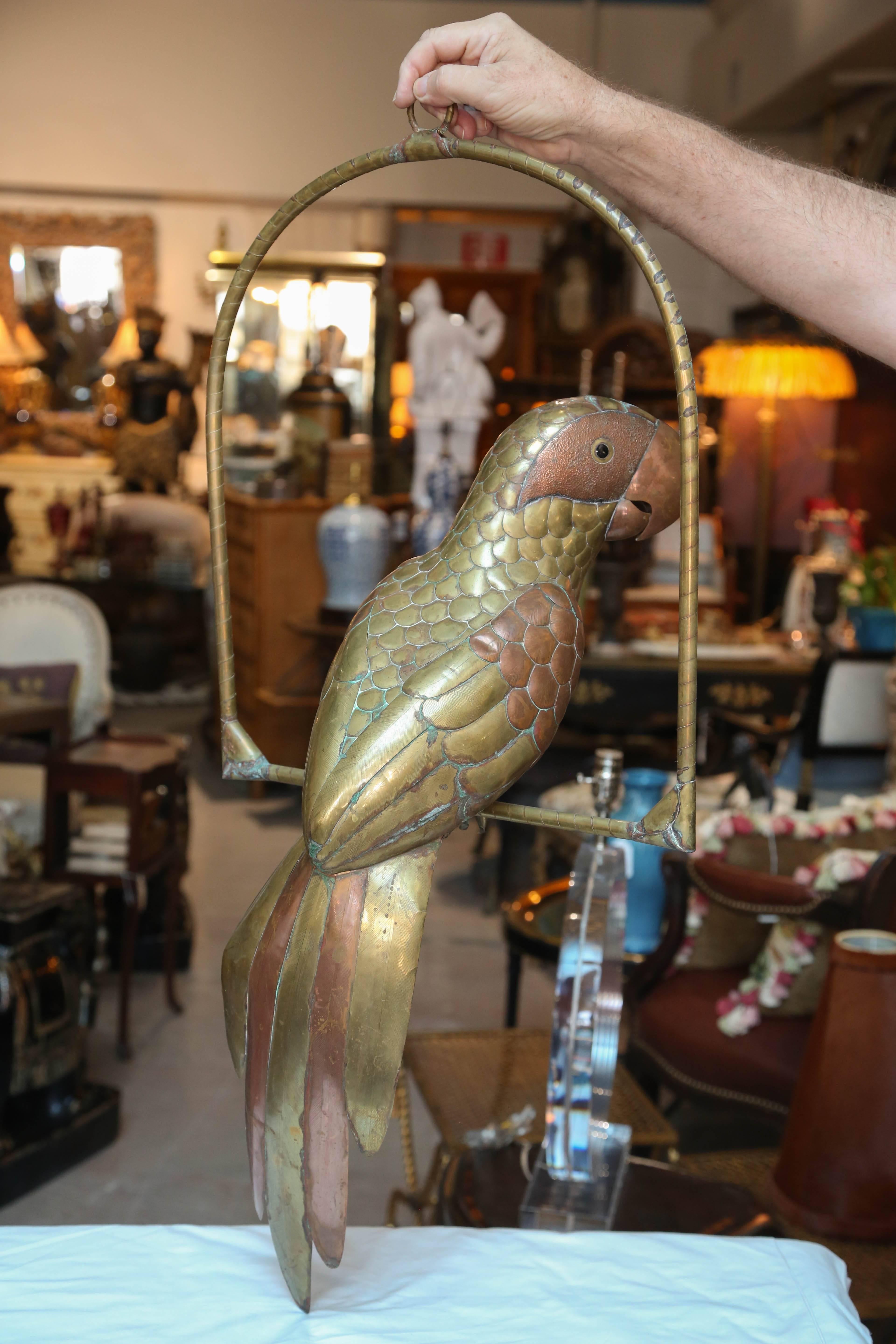 Brass Enormous Bustamante Style Figure of a Parrot