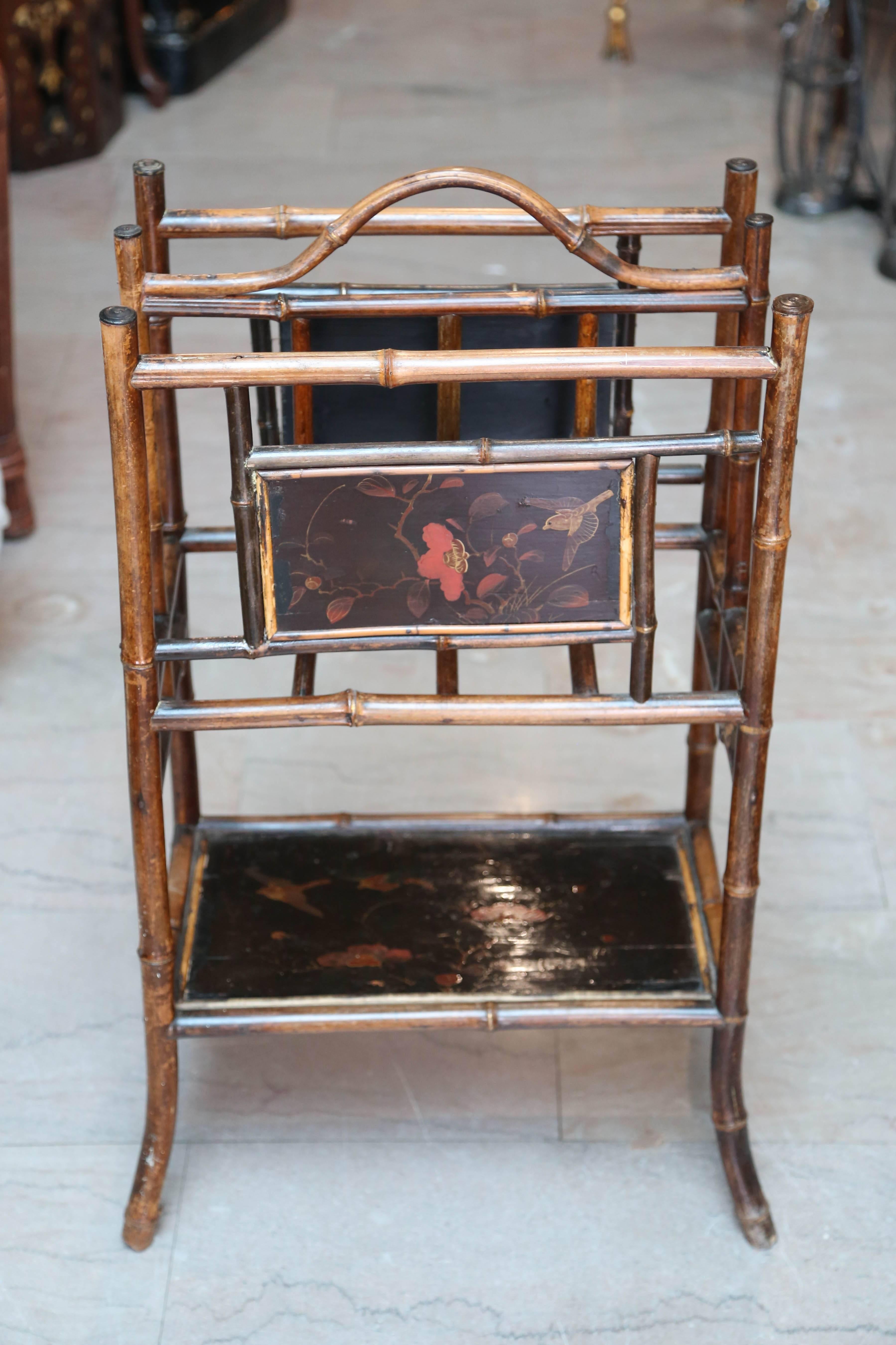 19th Century English Bamboo Magazine Stand / Canterbury In Good Condition For Sale In West Palm Beach, FL