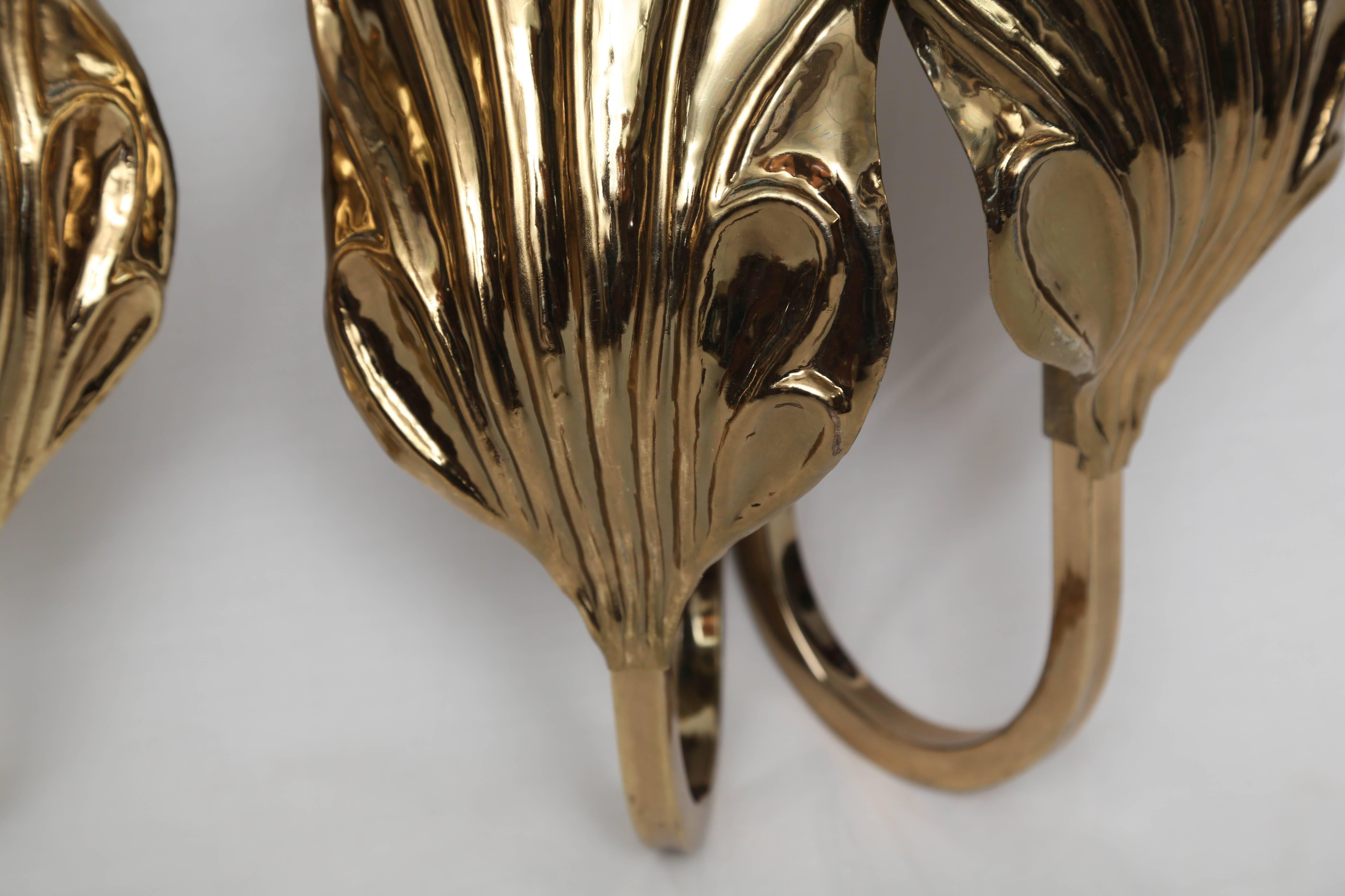 20th Century Beautiful Pair of Tommaso Barbi Vintage Italian Brass Sconces