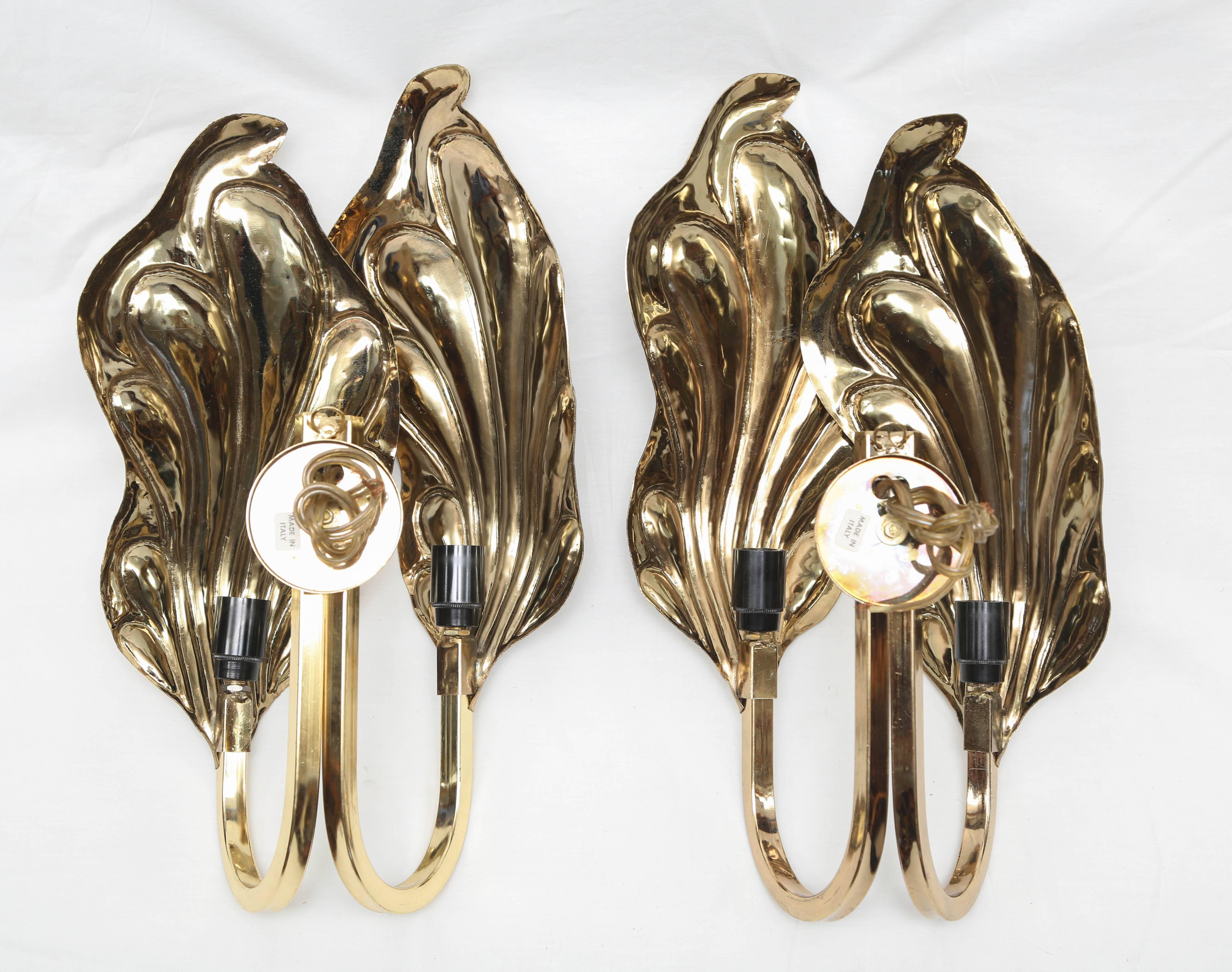 Beautiful Pair of Tommaso Barbi Vintage Italian Brass Sconces 1