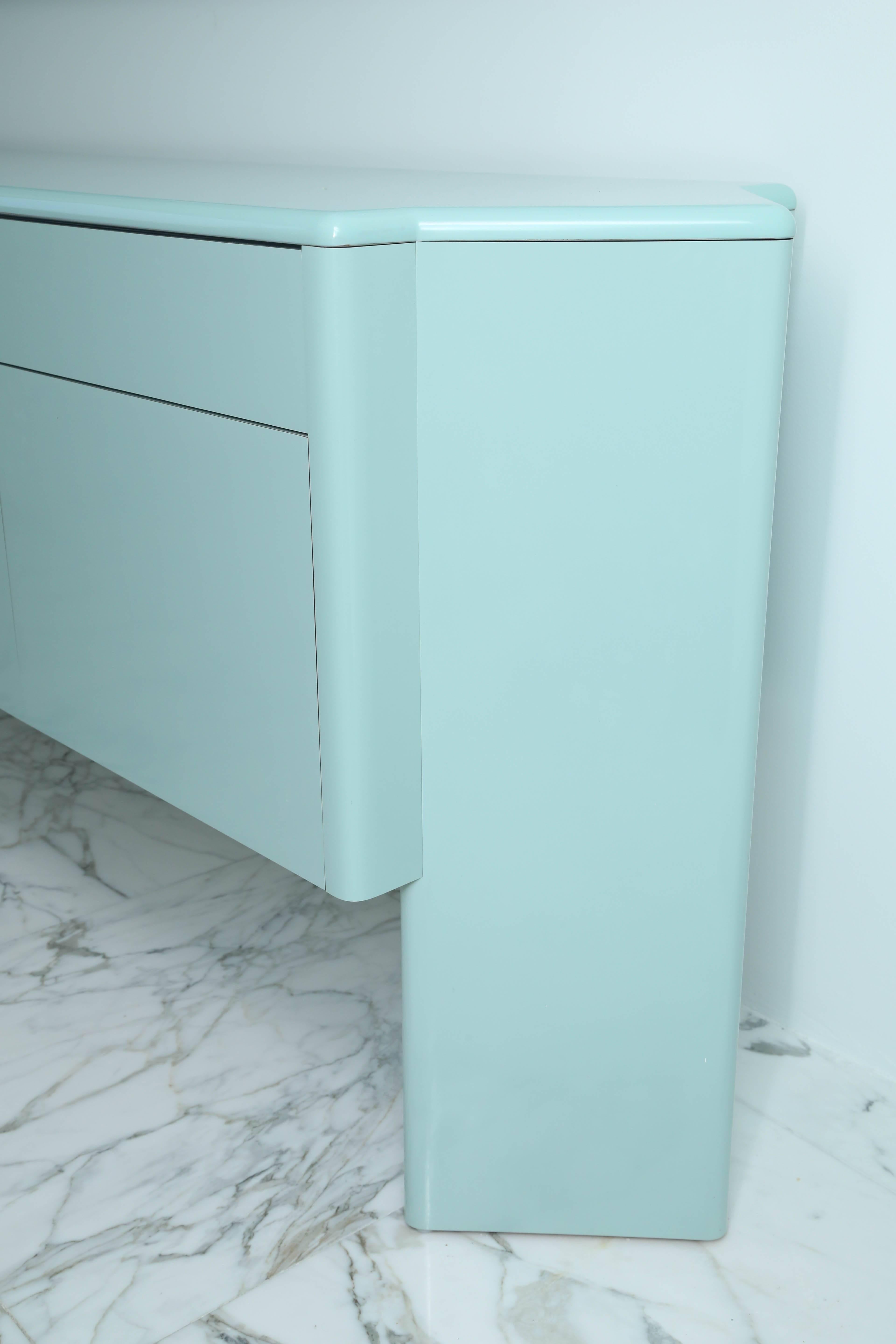American Blue Lacquer Side Cabinet