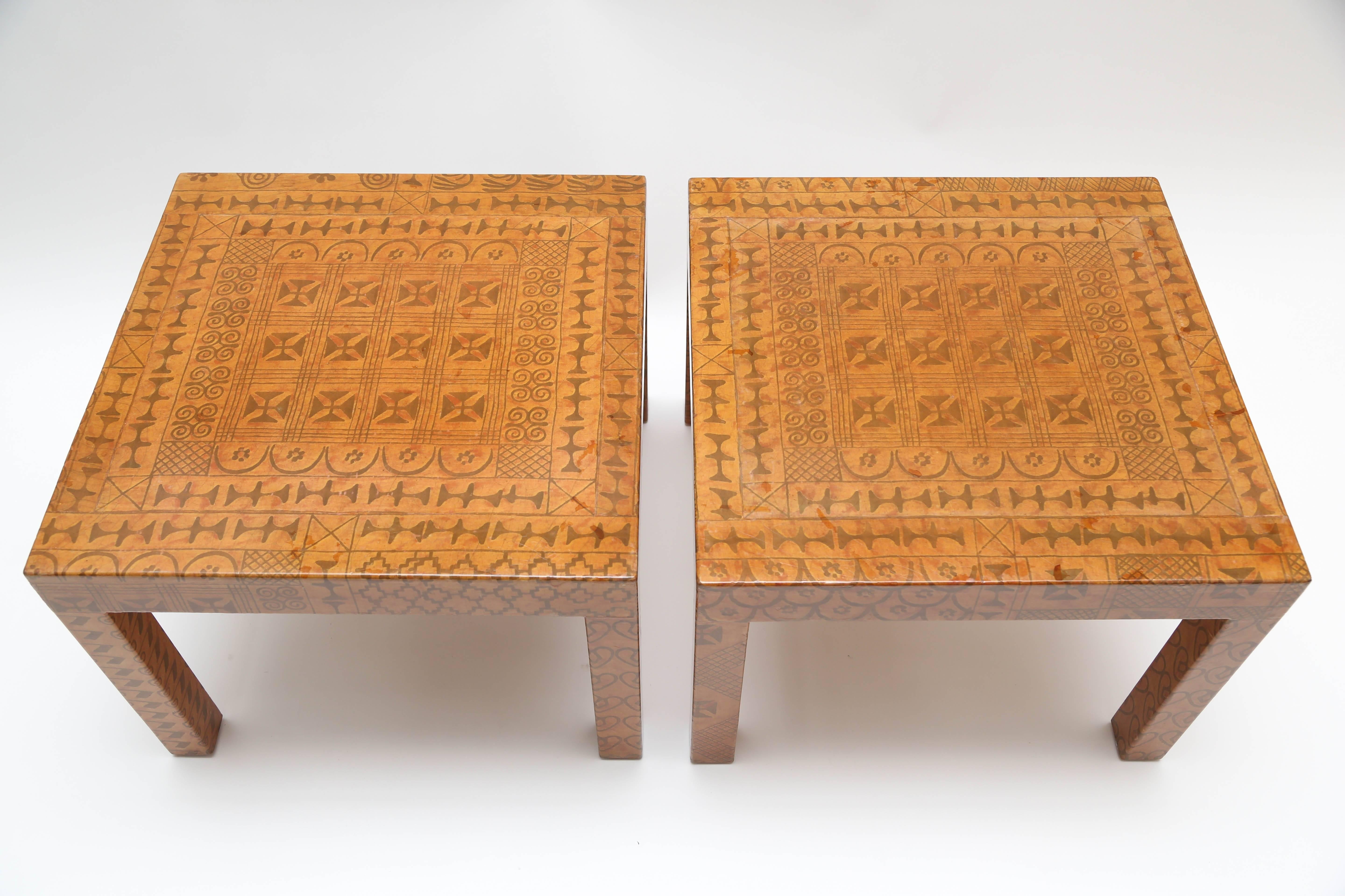 Late 20th Century Karl Springer Batik-Covered Tables