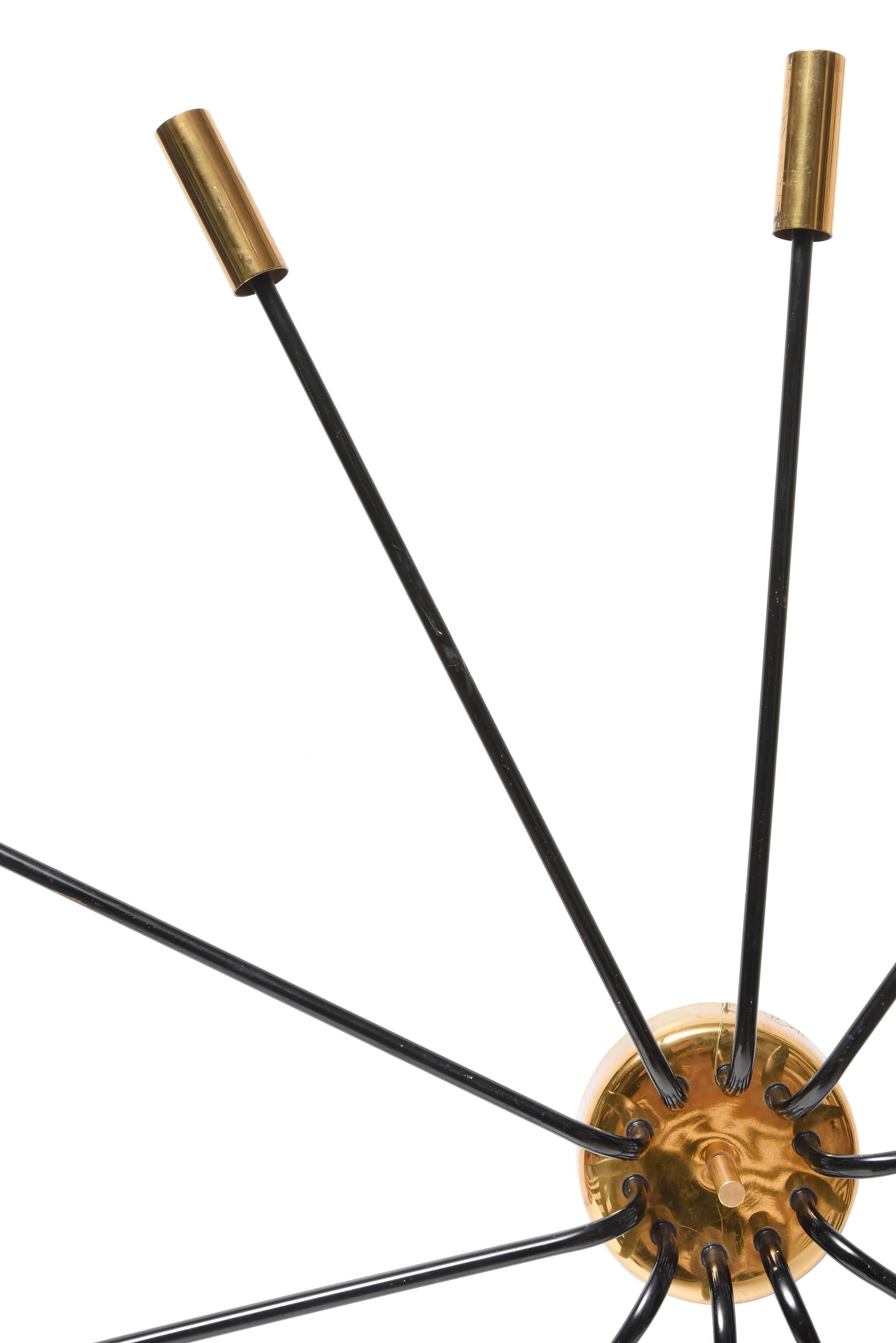 Italian Stilnovo Style Ten Arms Wall/Ceiling Light In Excellent Condition For Sale In Milan, IT