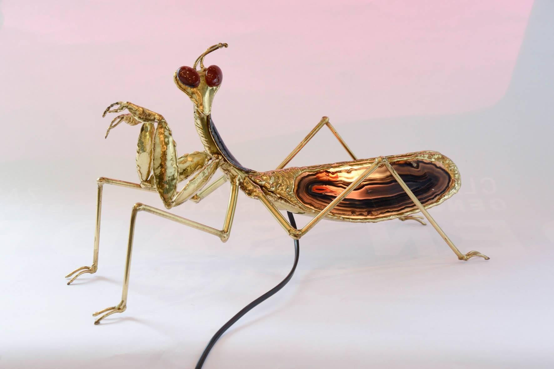 Brass Bug Lamp Signed by Henri Fernandez