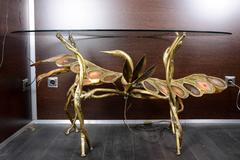 Sculptural Bird Table with Agate Stones Signed by Henri Fernandez