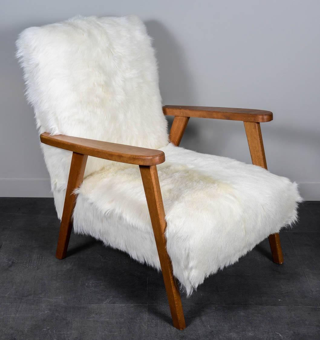 French Pair of armchairs in goatskin at cost price