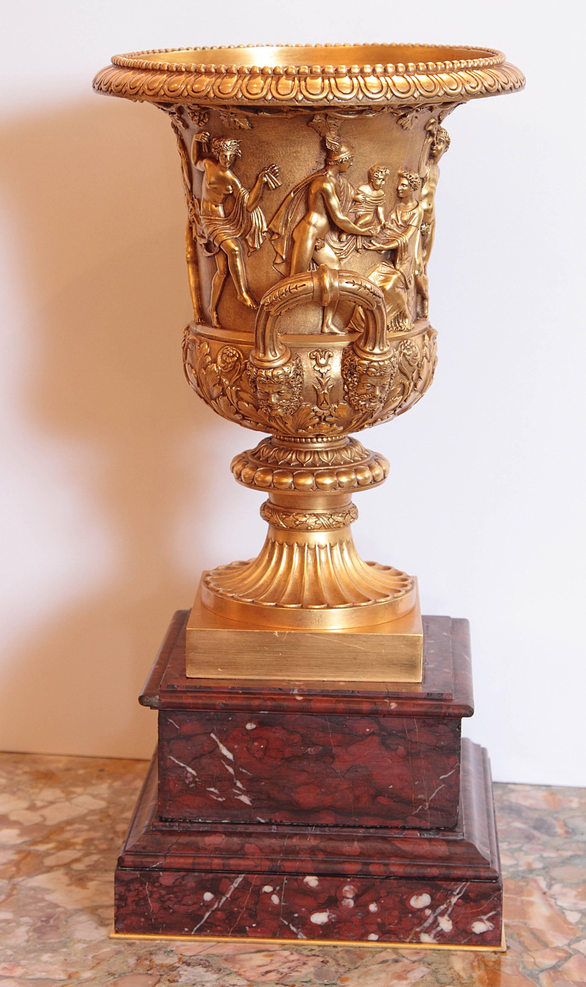 Gilt Metal Early 19th Century French Charles X Gilt Bronze Urn For Sale