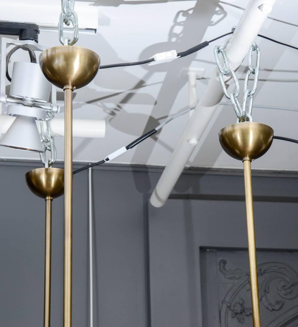 Modern Alabaster and Brass Globes Pendant For Sale