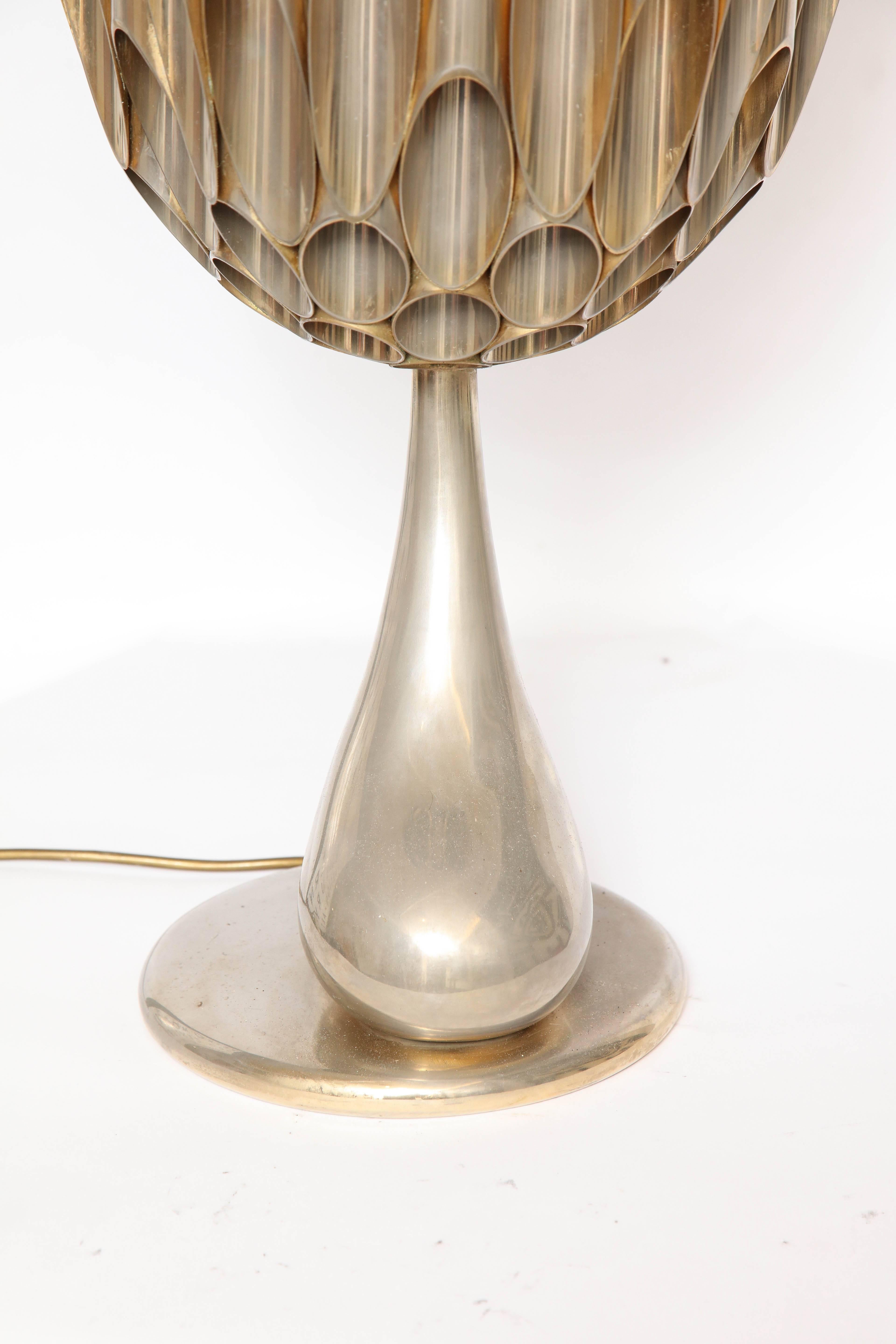 Nickel Maison Rougier Organ Pipes Sculptural Table Lamp