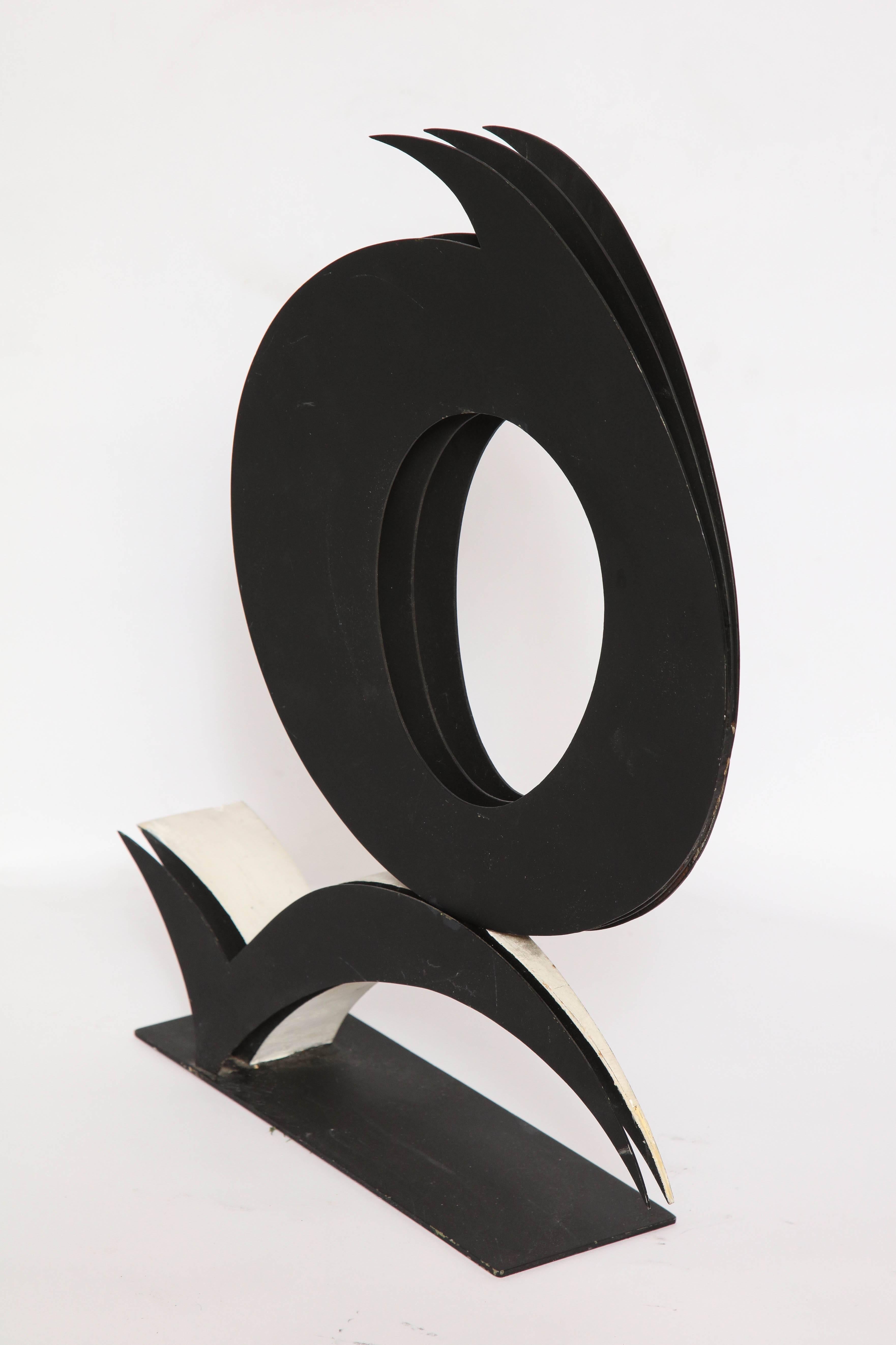 Mid-Century Modern Abstract Sculpture Steel Signed Harriet Feigenbaum 1960s Title Void