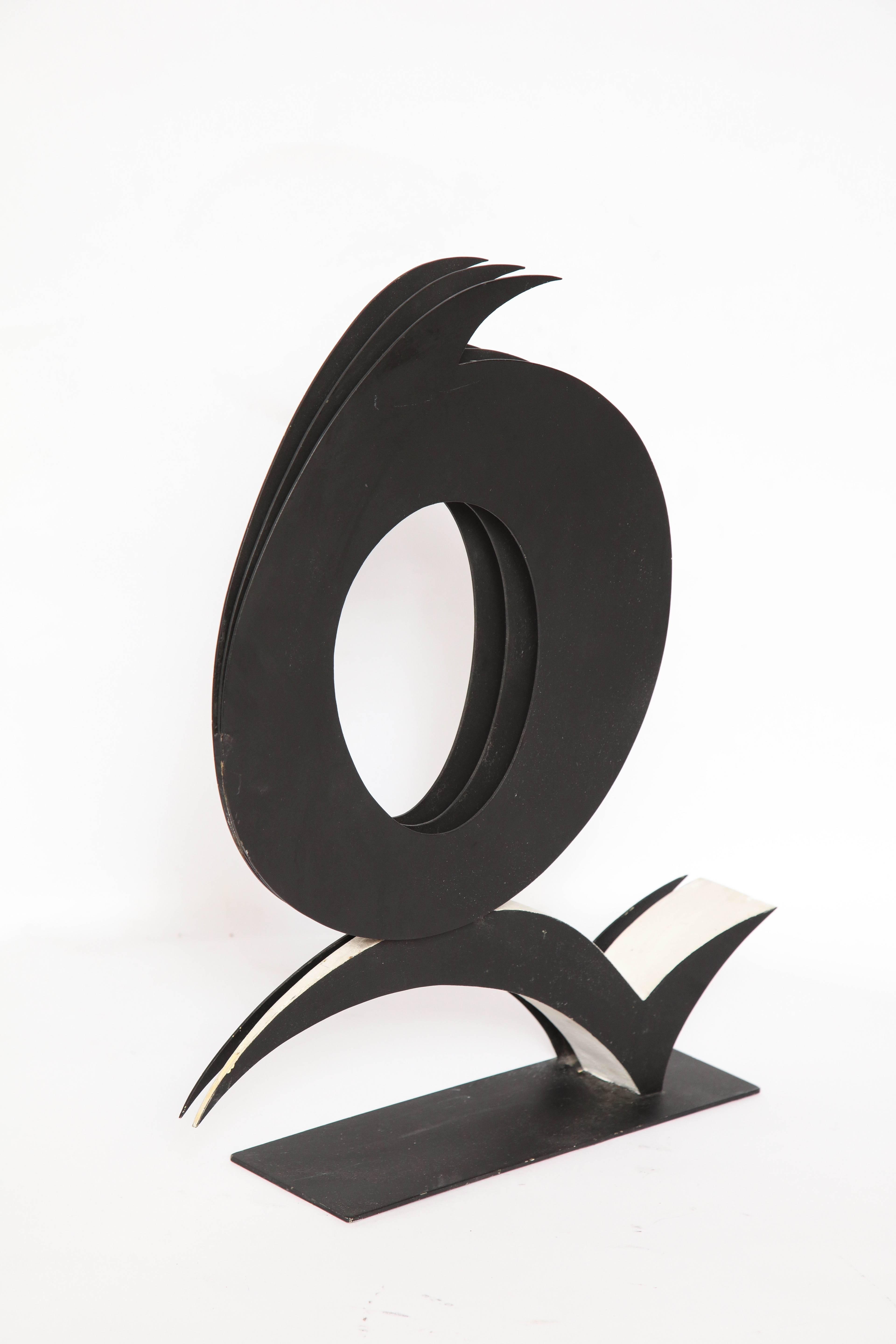 Painted Abstract Sculpture Steel Signed Harriet Feigenbaum 1960s Title Void
