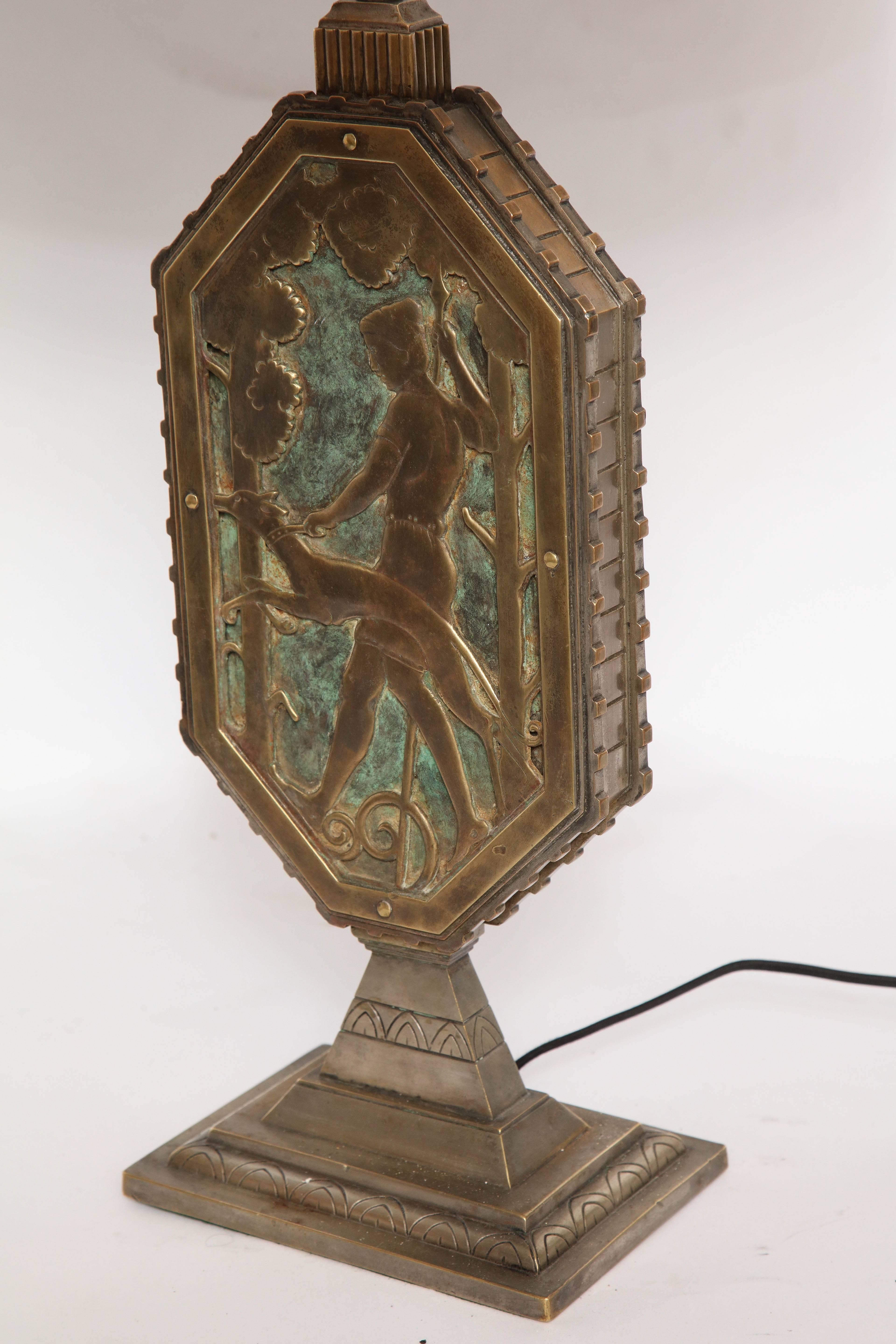 Oscar B Bach Art Deco Table Lamp, circa 1920s In Excellent Condition In New York, NY