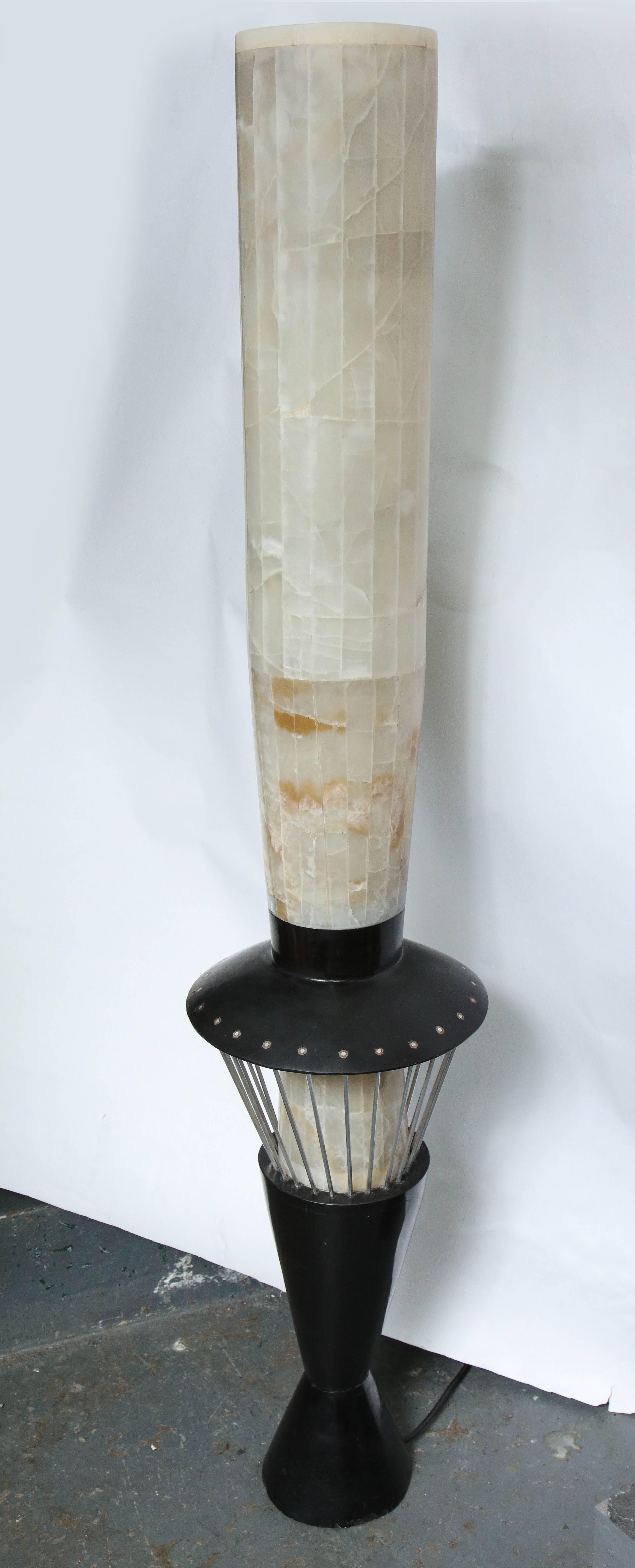 Floor Lamp Torchere' Mid Century Modern marble Italy 1950s 
New Sockets and Rewired