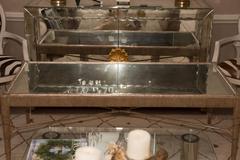 Mid-Century Cocktail Table with Antique Silver Finish and Mirrored Top