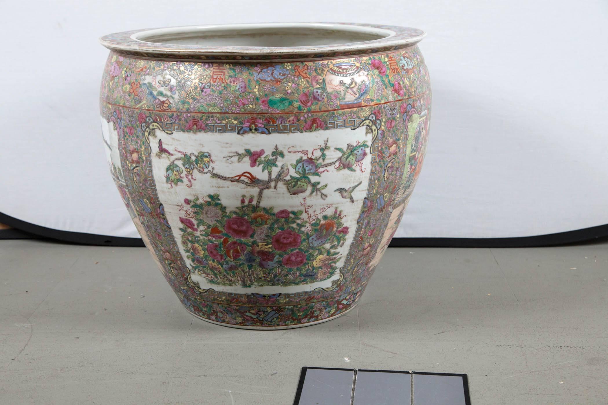 A rare palace-size Chinese hand-painted porcelain centre bowl with detailed enamel and gold painted scenes. Imperial porcelain quality with realistic lifelike features on each person depicted.