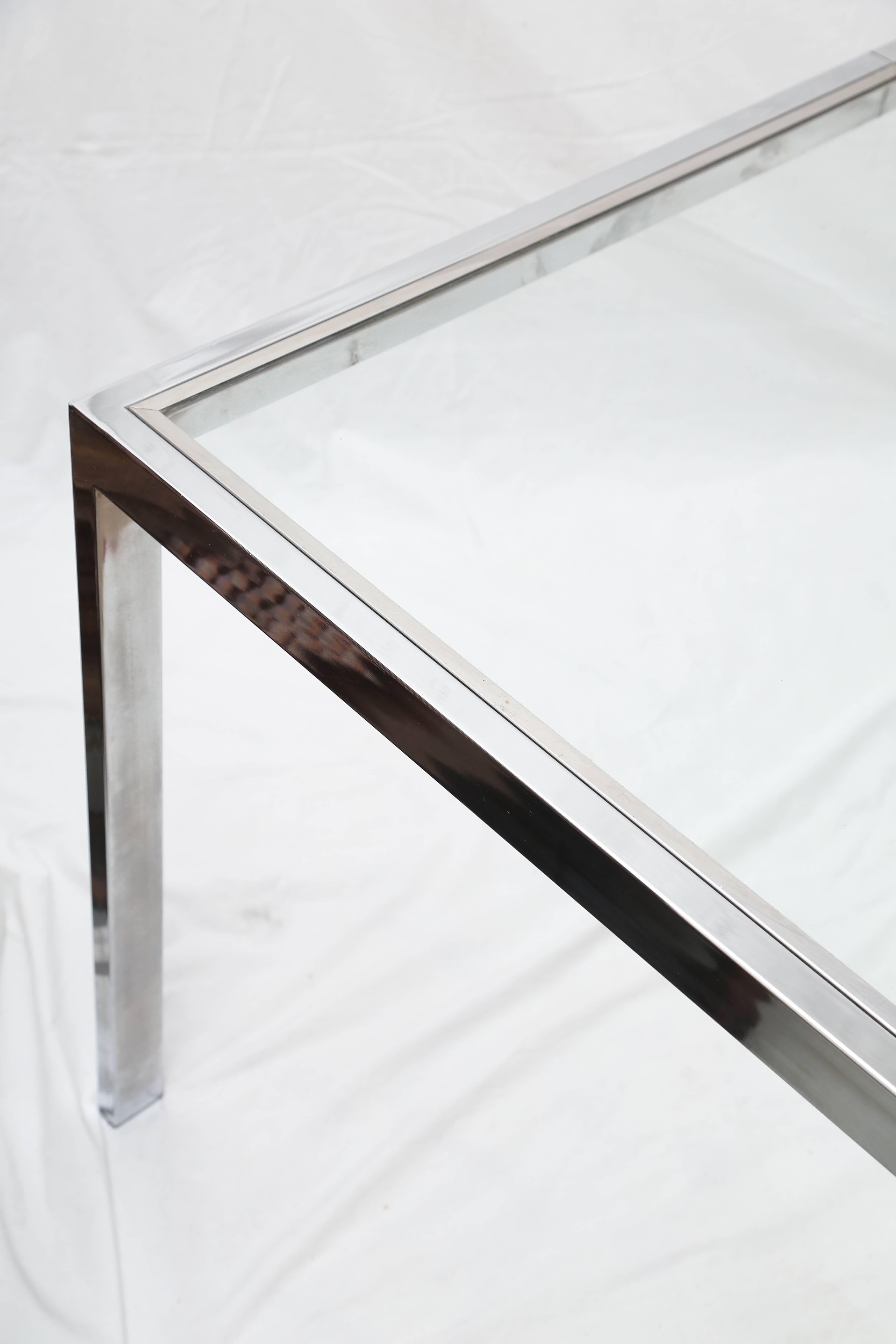 American Milo Baughman Chrome Dining Table with One Leaf, 1970s, USA