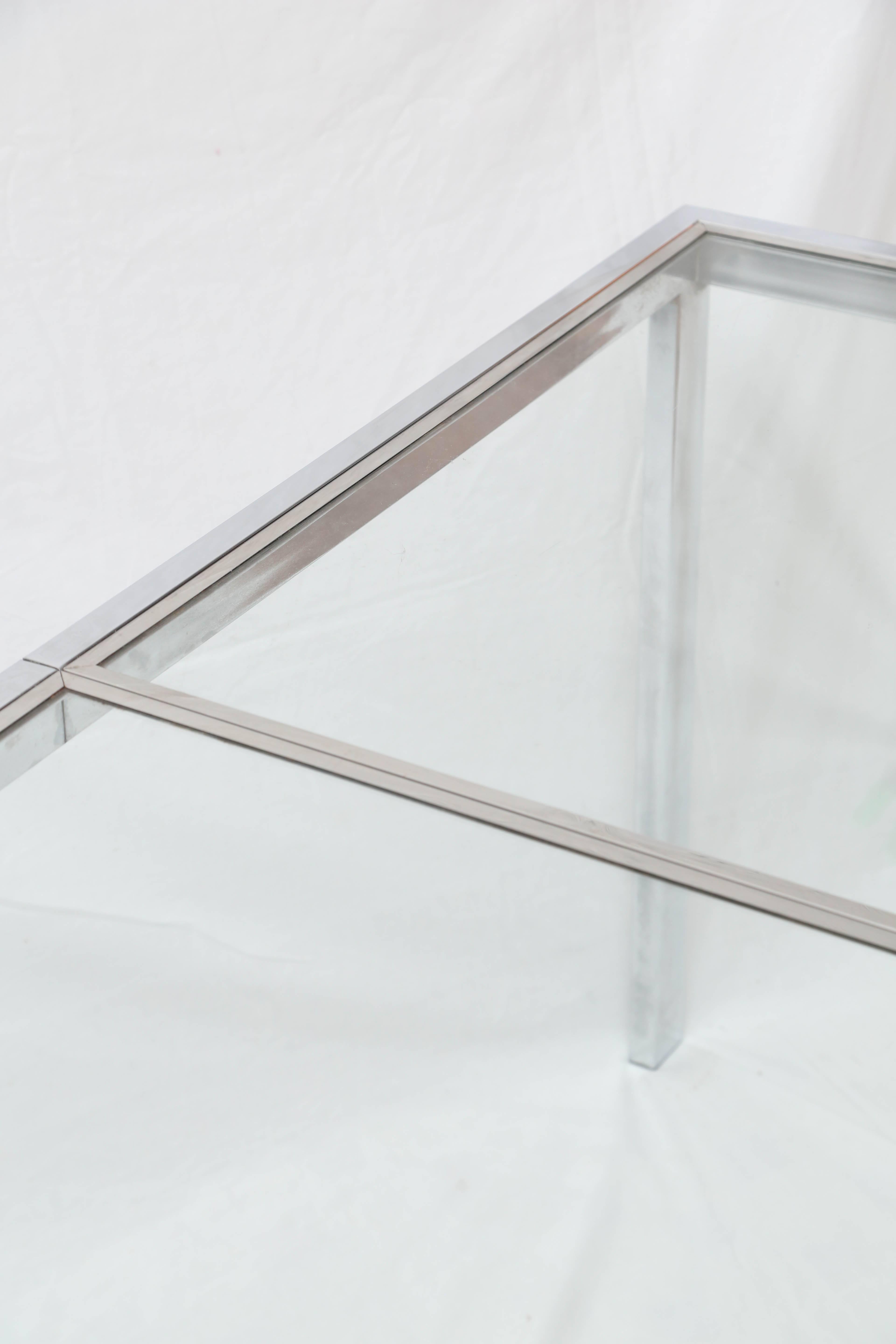 Milo Baughman Chrome Dining Table with One Leaf, 1970s, USA In Good Condition In Miami, FL