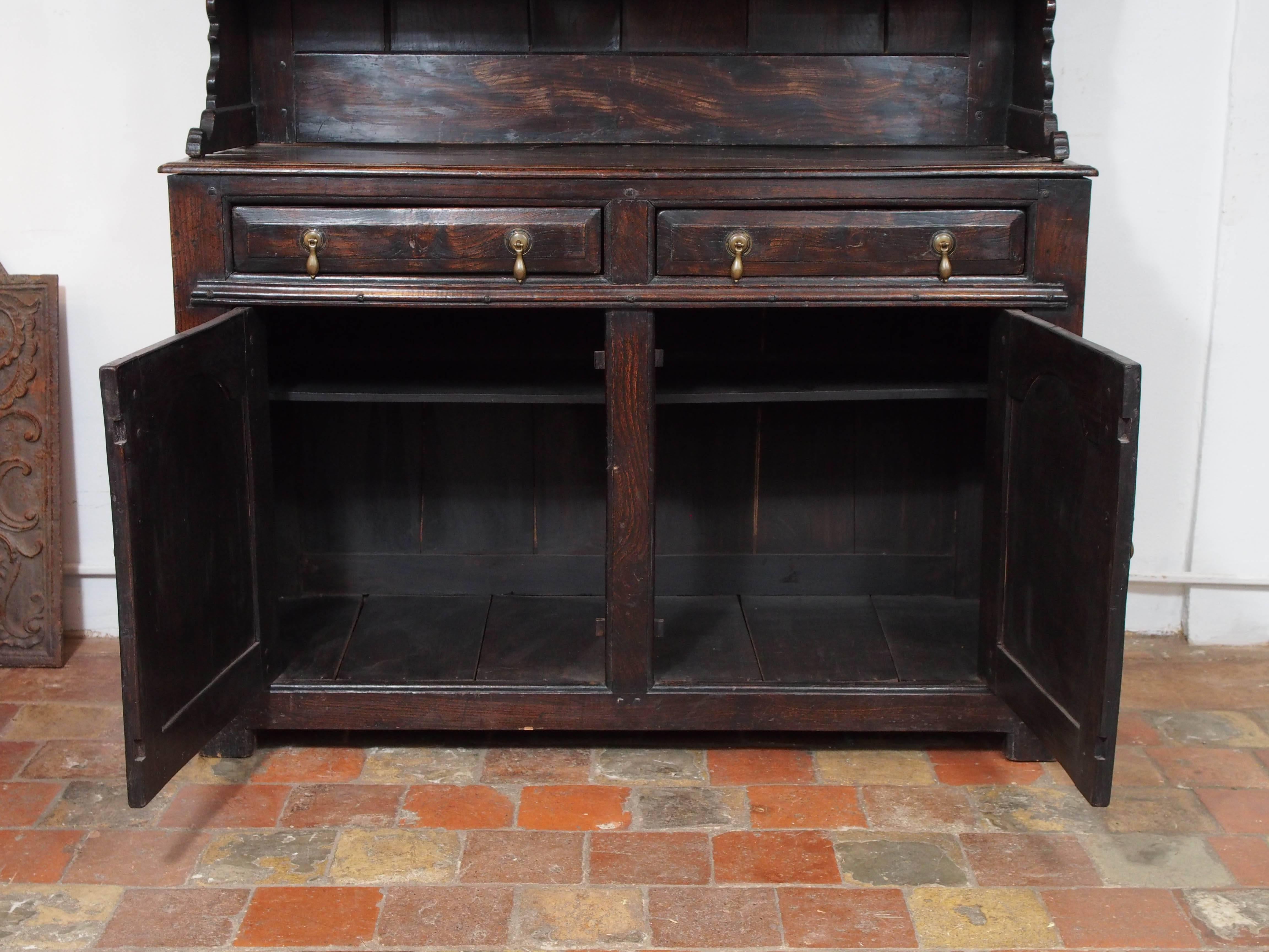 Hand-Carved 18th Century English Hutch For Sale