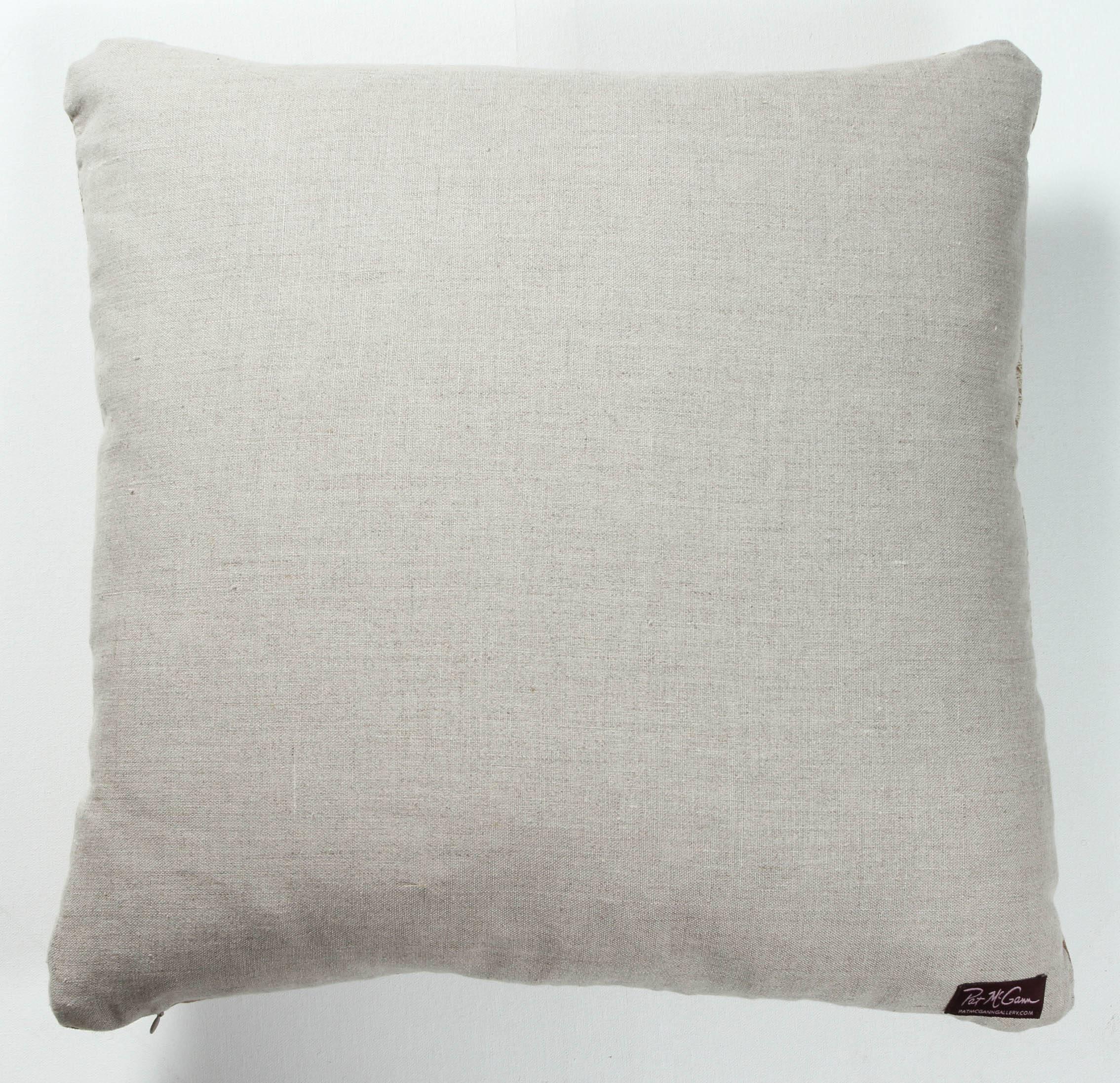 Nigerian African Embroidery Pillow in Ivory and Oatmeal Color