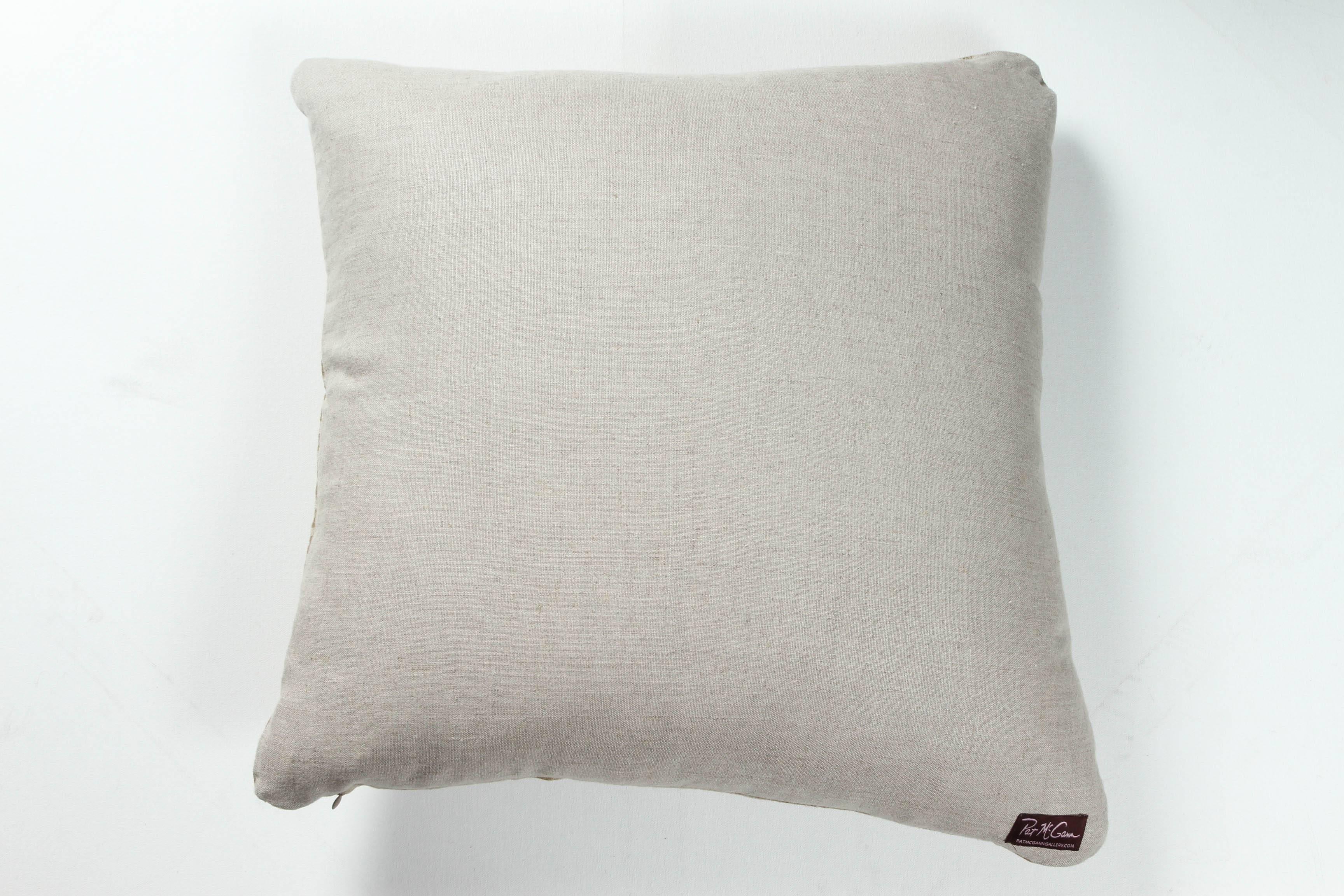 Nigerian African Embroidery Pillow, Ivory and Oatmeal Color