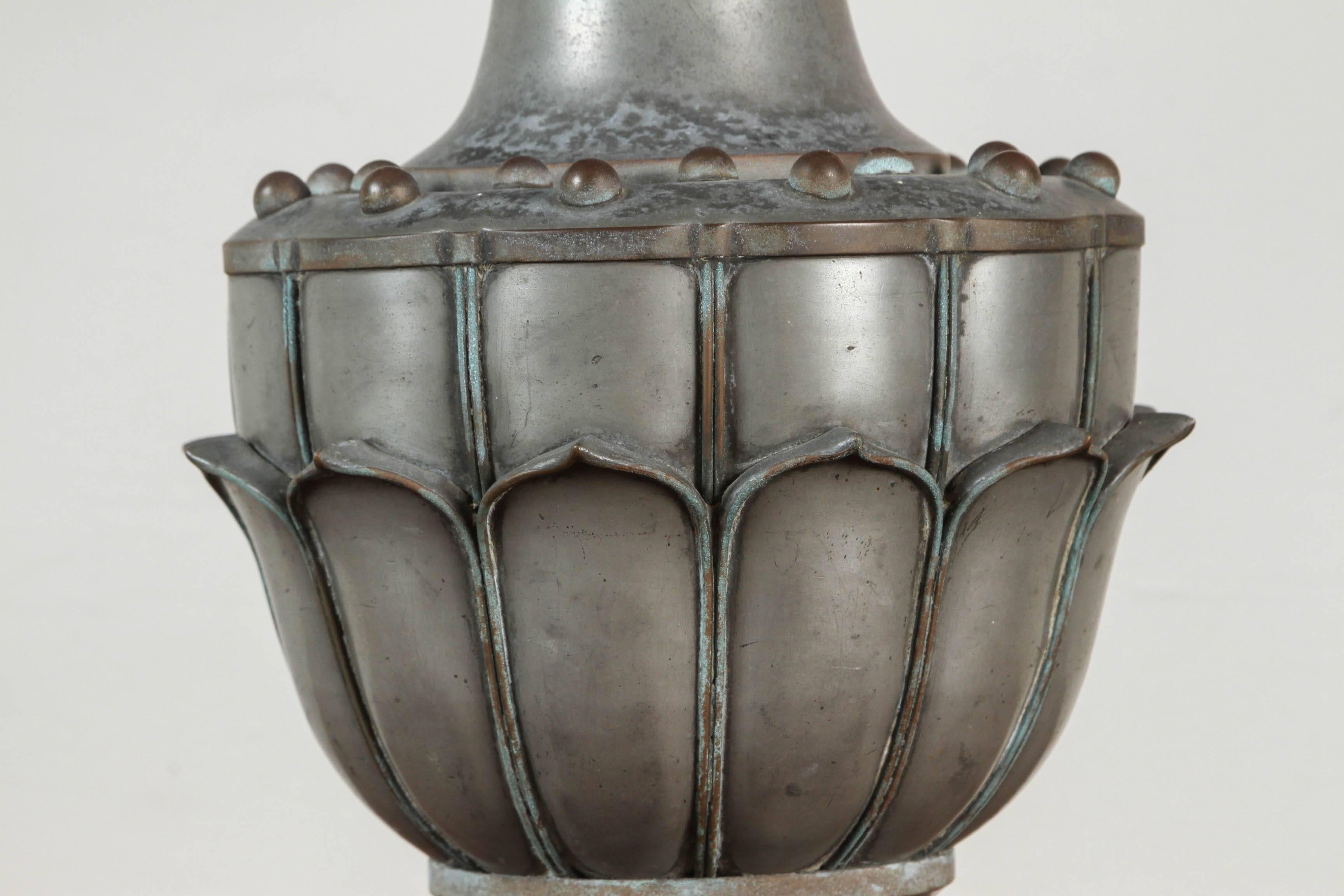 20th Century Antique Chinese Zinc Table Lamp For Sale