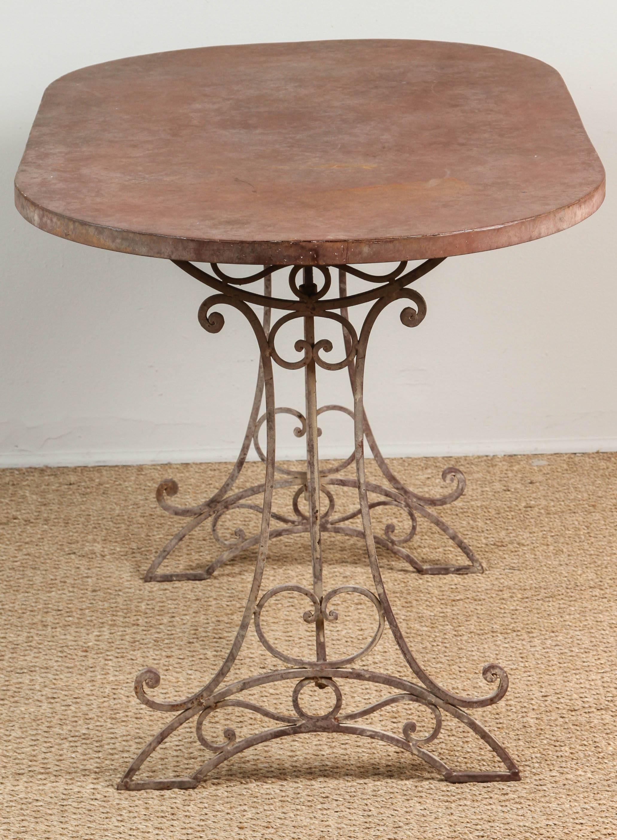 Vintage French Metal Folding Table In Good Condition For Sale In Los Angeles, CA