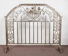 Pair of Important Art Deco Nickeled Hand-Hammered Iron Fire Screens, Signed