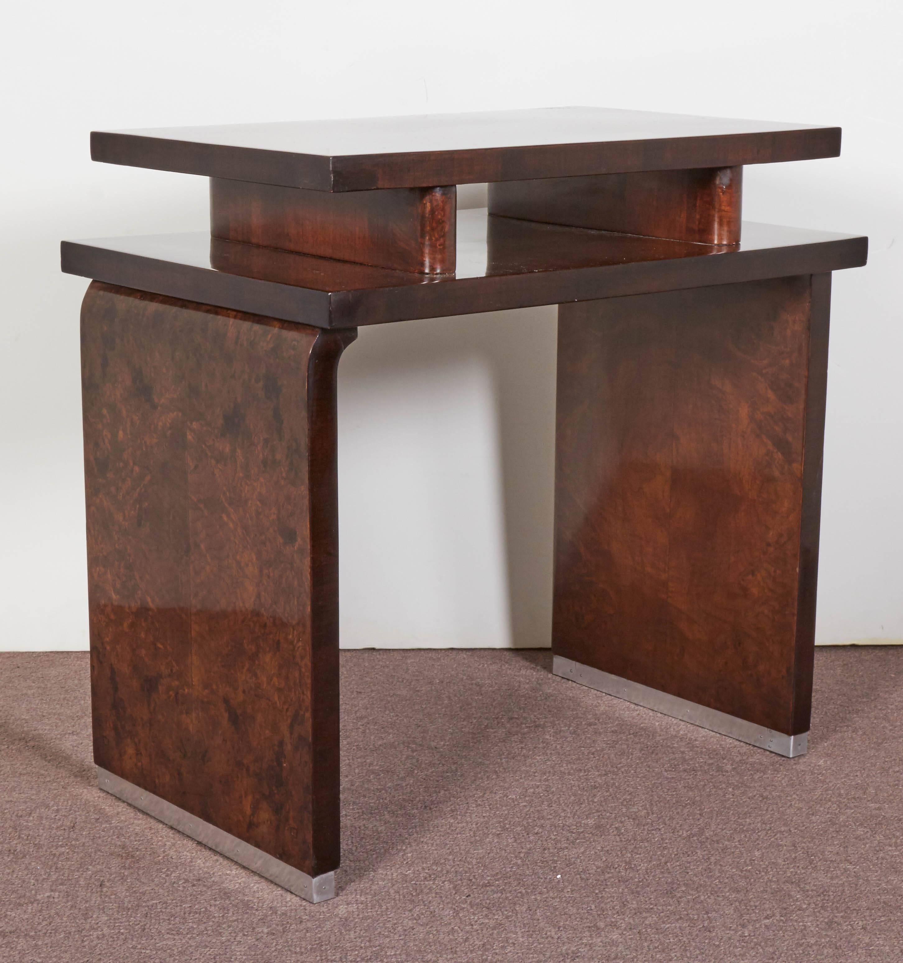 20th Century French Art Deco Burl Walnut Occasional or Side Table For Sale