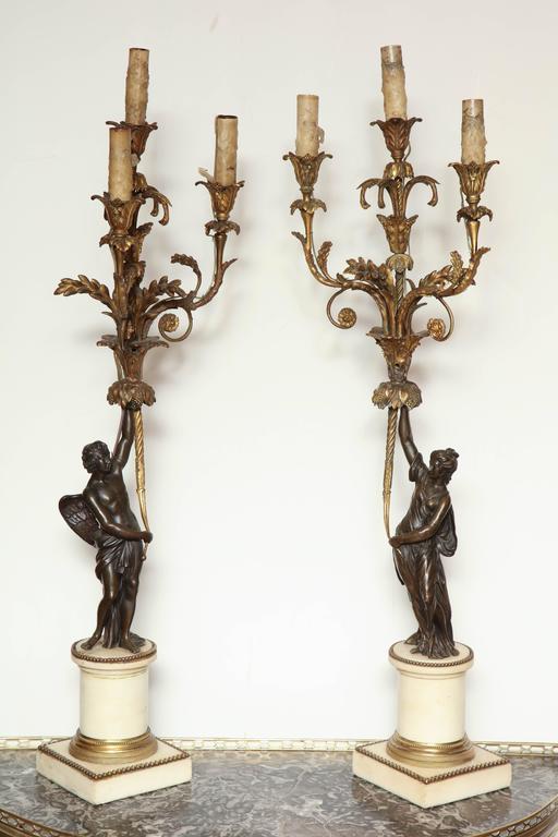 18th Century and Earlier Pair of French, Louis XVI Candelabra For Sale