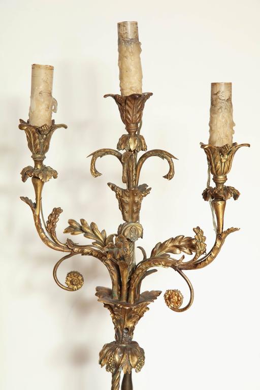 Bronze Pair of French, Louis XVI Candelabra For Sale