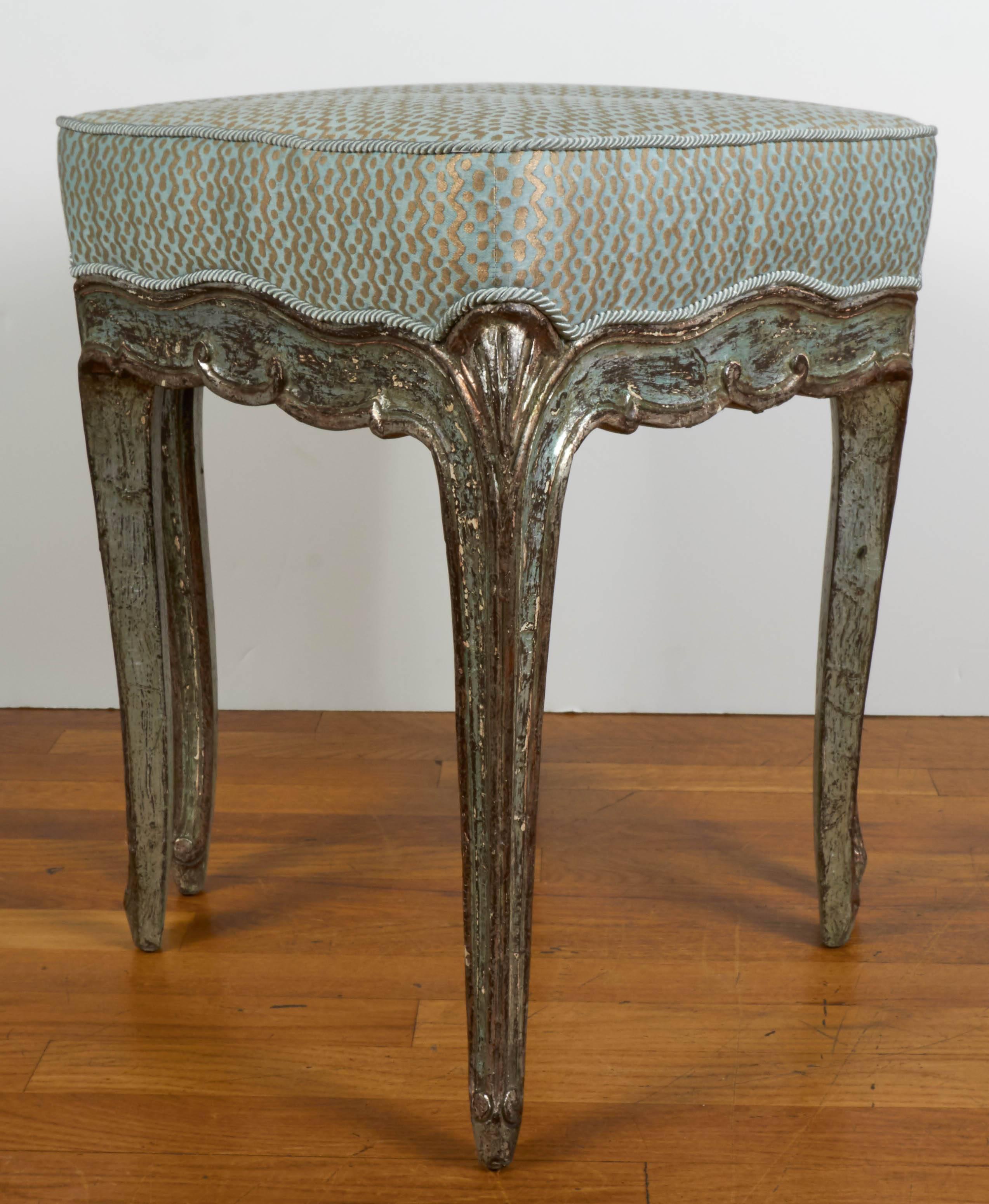 Rococo A Pair of Italian Silvered Triangle Form Benches 