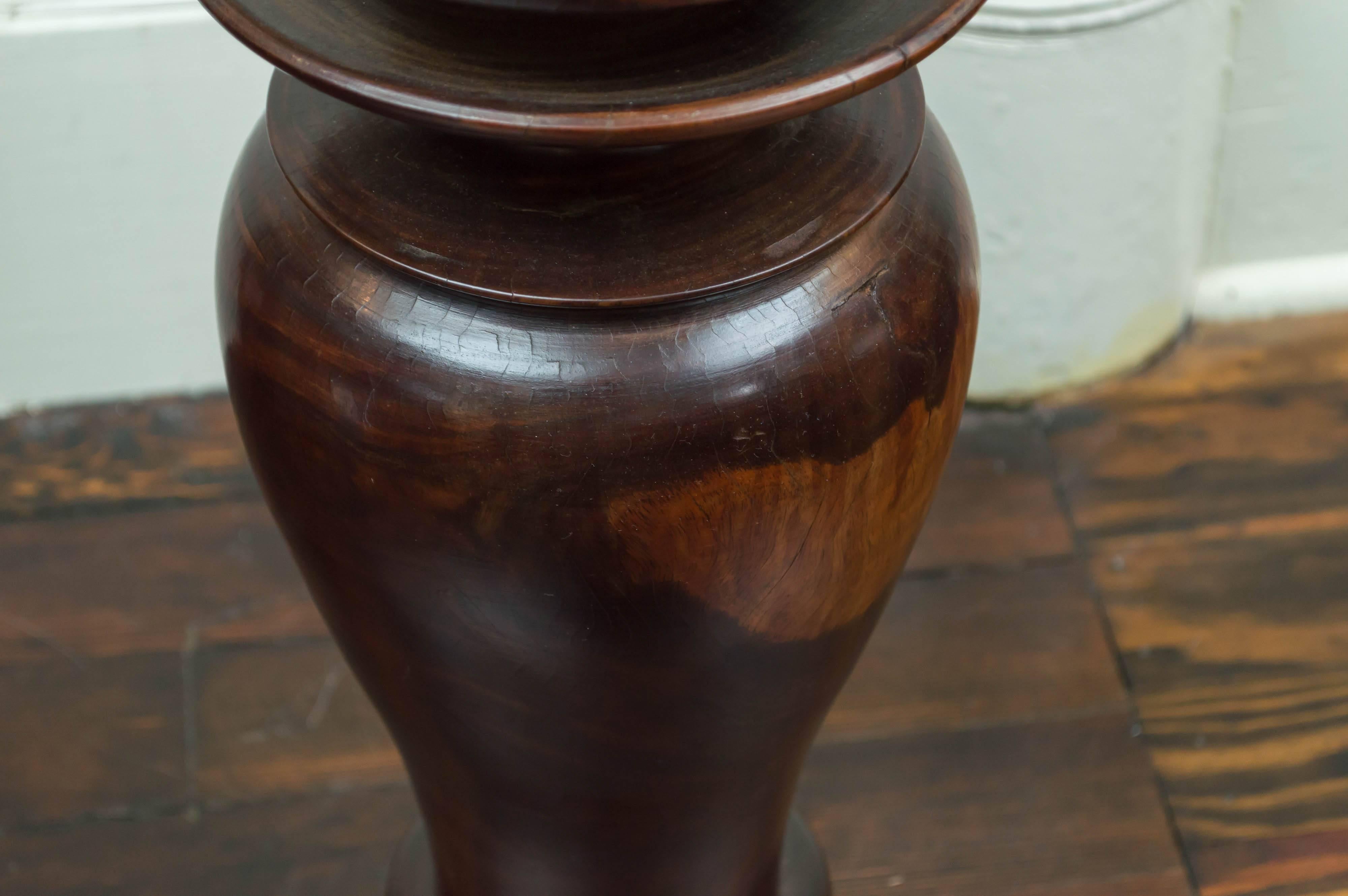 Late 19th Century Anglo-Indian, Massive Baluster Turned Lignum Vitae Pot Pourri Stand  For Sale