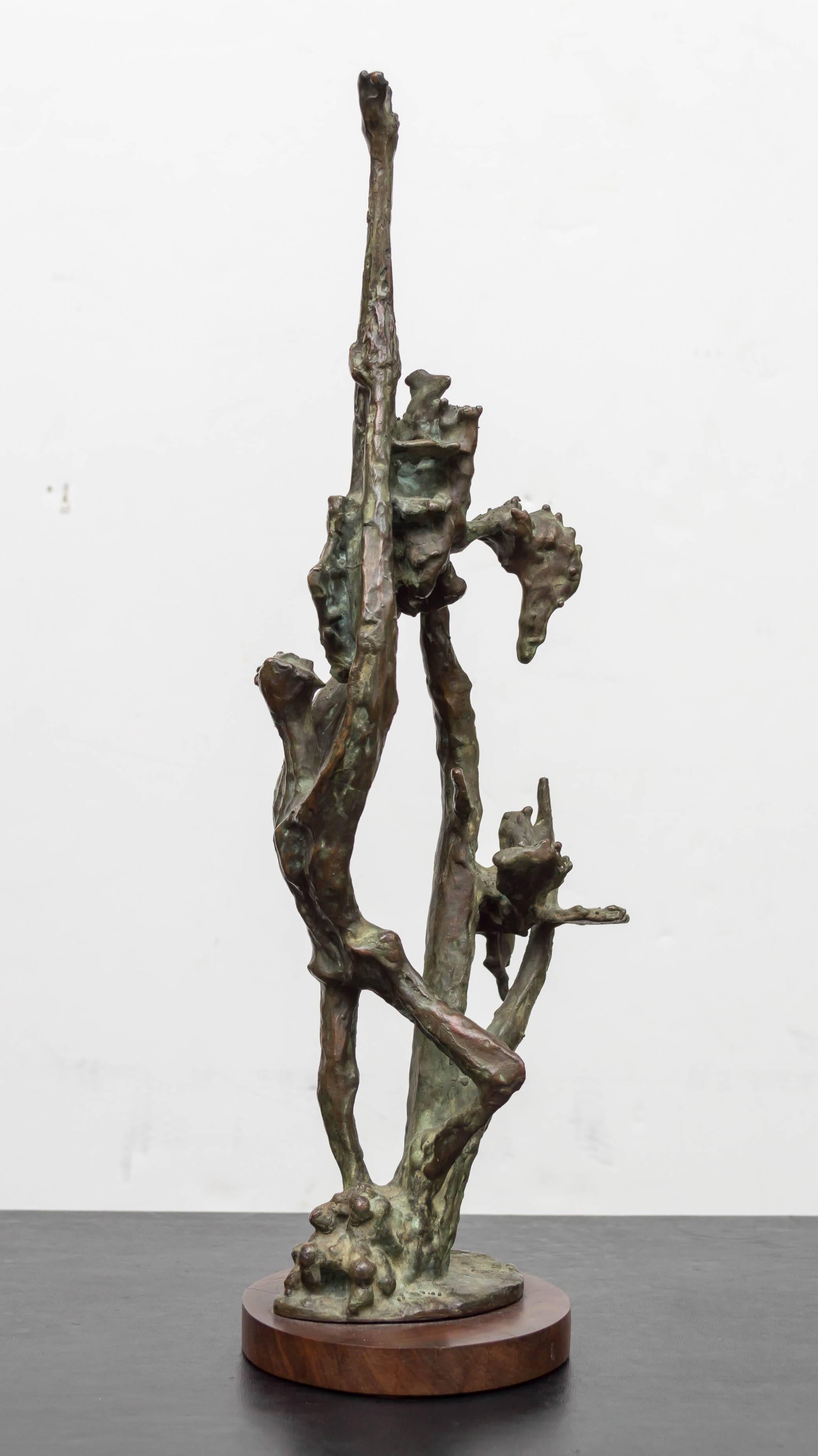 Abstract bronze figure titled 