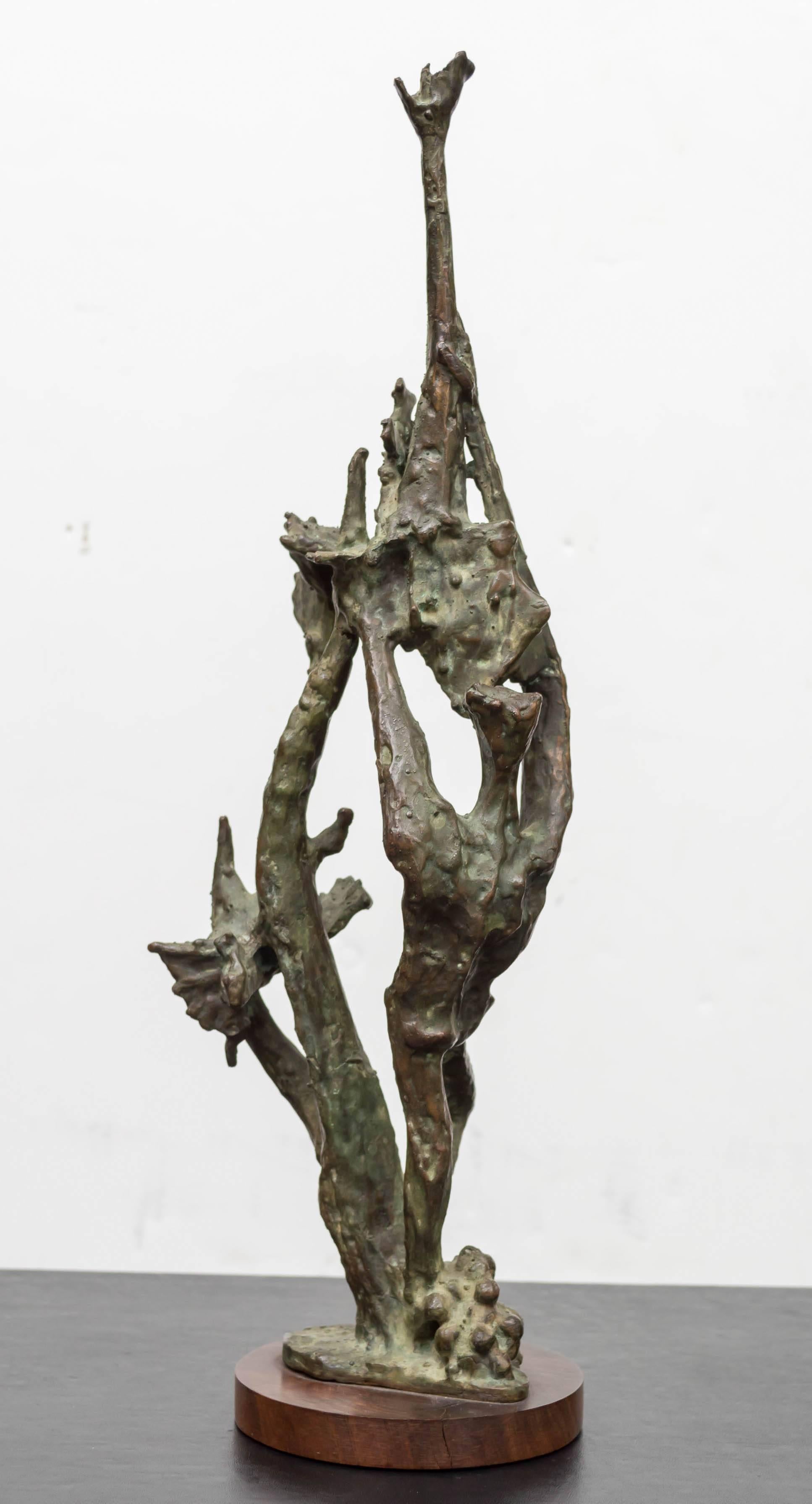 Brutalist Abstract Bronze Figure titled 