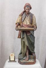 Large Plaster Sculpture of an Arab Merchant Holding a Tray