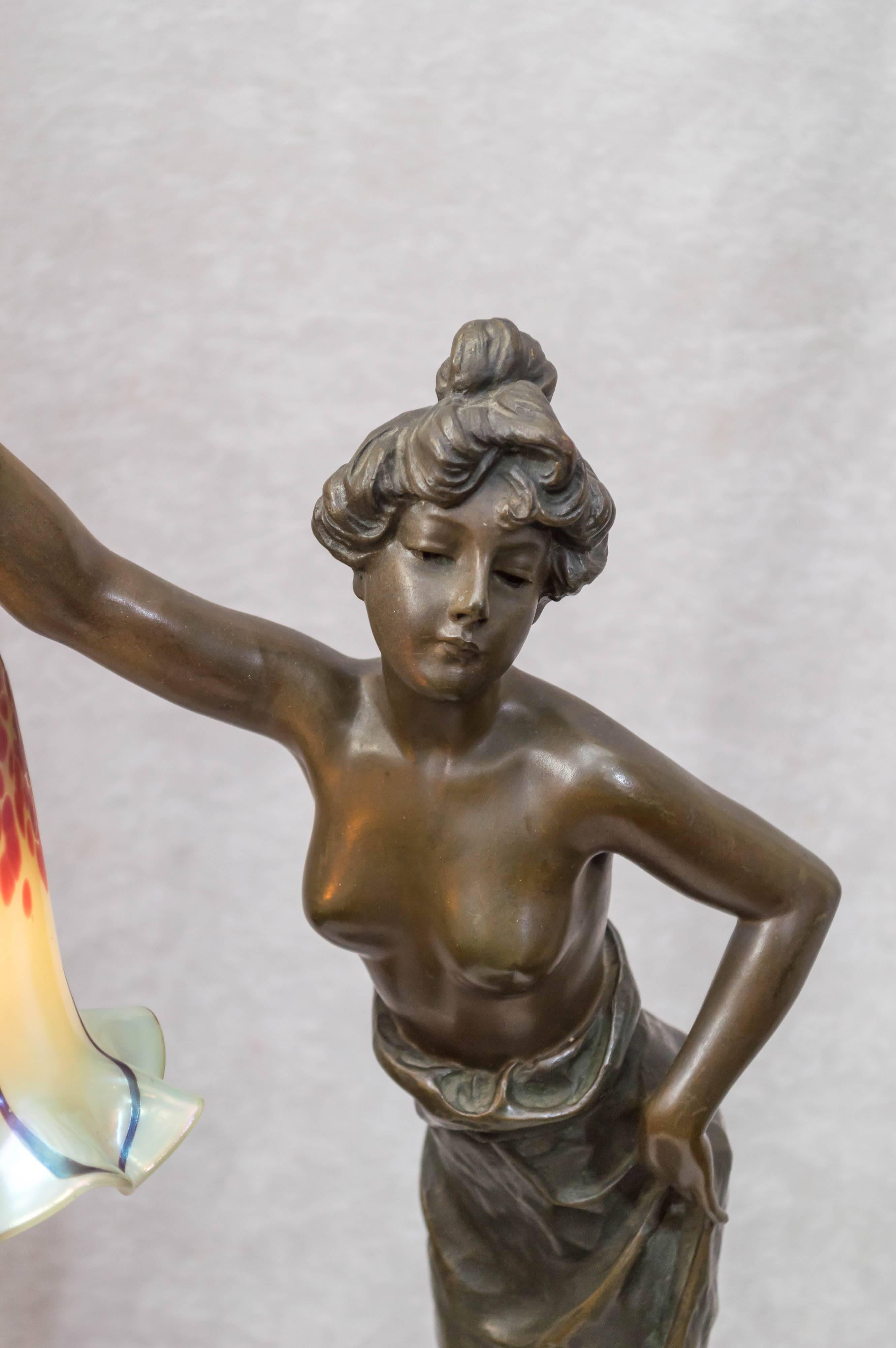 I can't resist buying good Art Nouveau bronze "lady lamps" as my wife calls them Emmanule Villanis was a prolific maker of bronze sculpture in the late 19th and into the early 20th century. We have an example of this bronze in our own