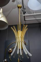Pair of Brass and Murano Glass Rods Pendants