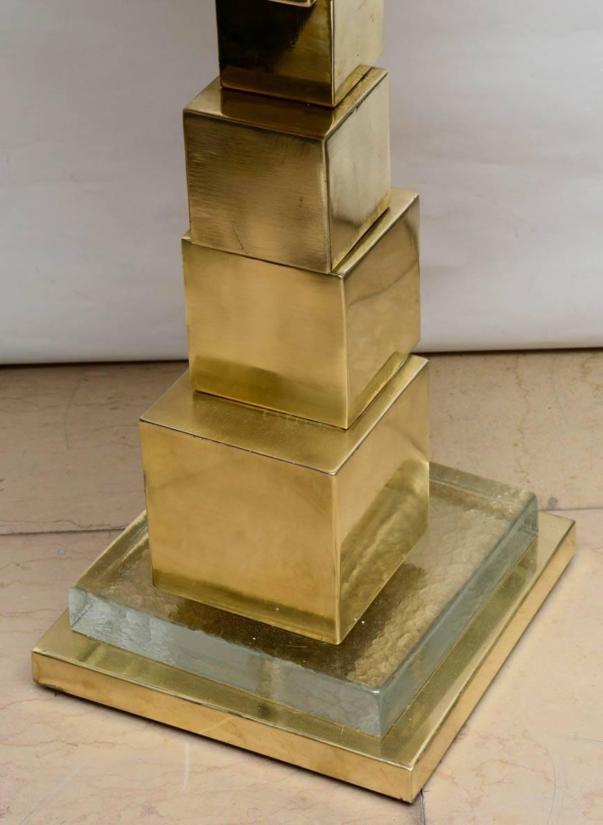 Brass Pair of Cube Tables by Glustin Creation